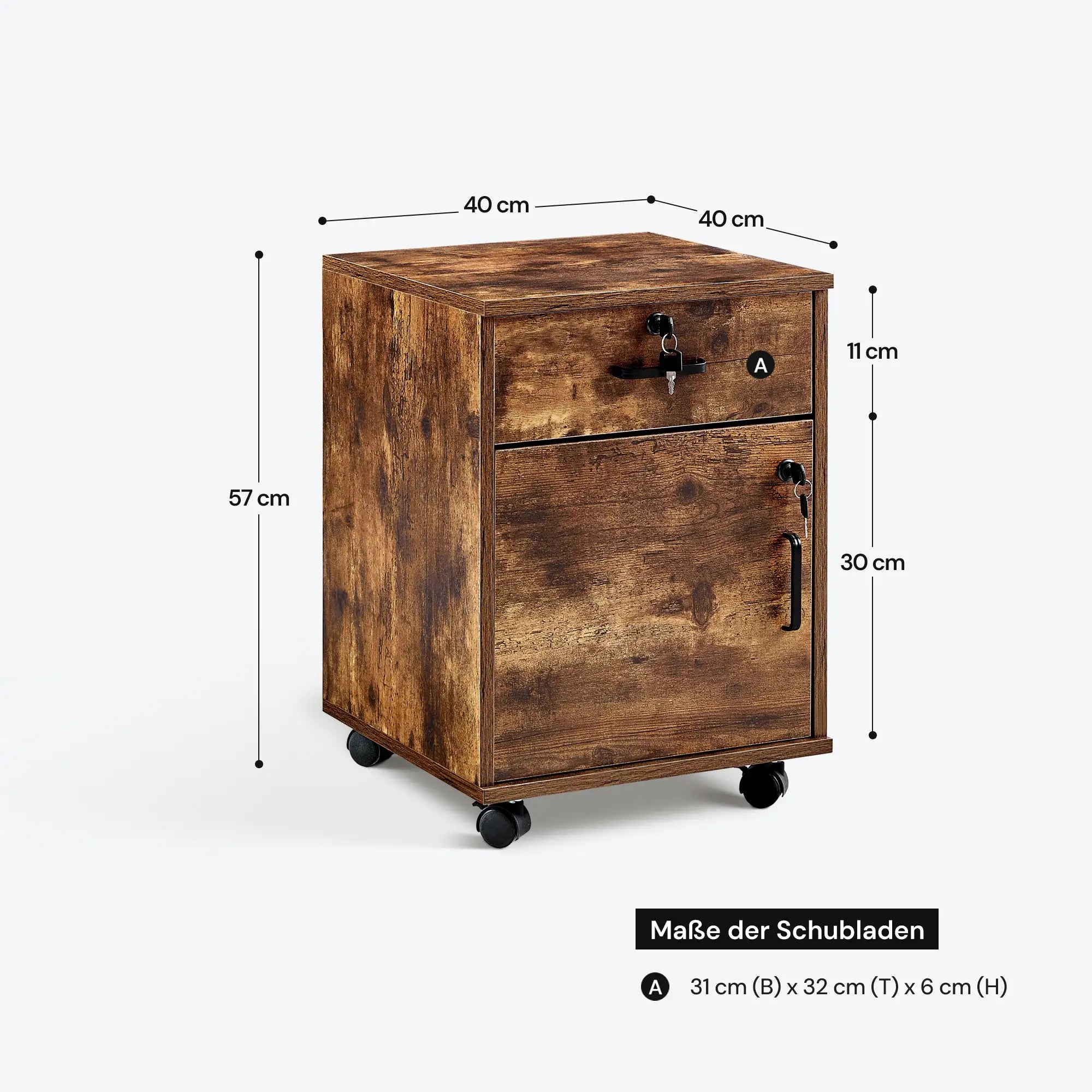 Edene Rollcontainer mit 1 Tür und 1 Schublade