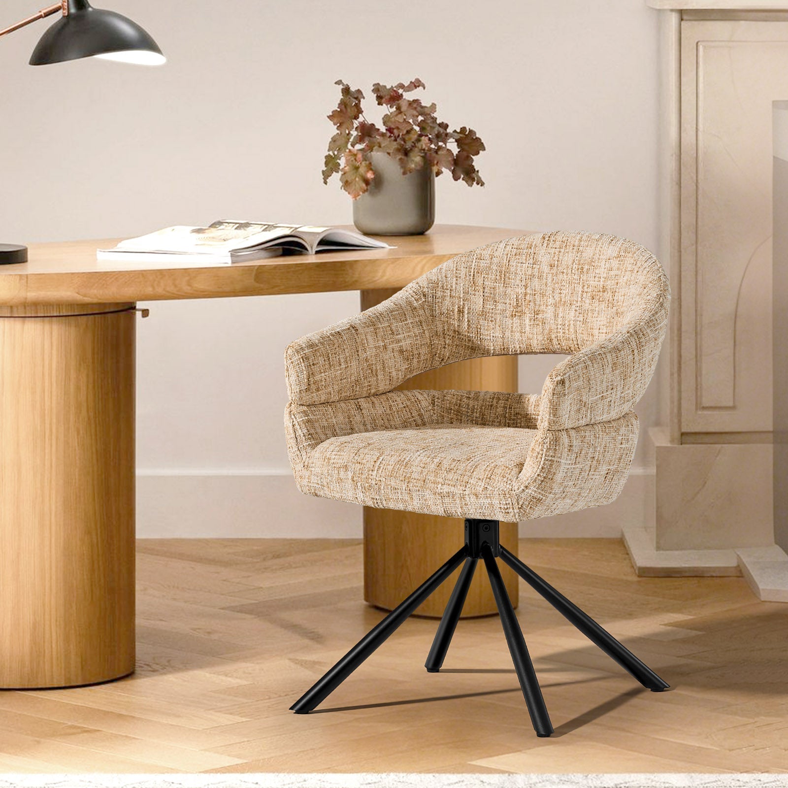 Clarice Esszimmerstuhl aus Chenille mit Drehbarer