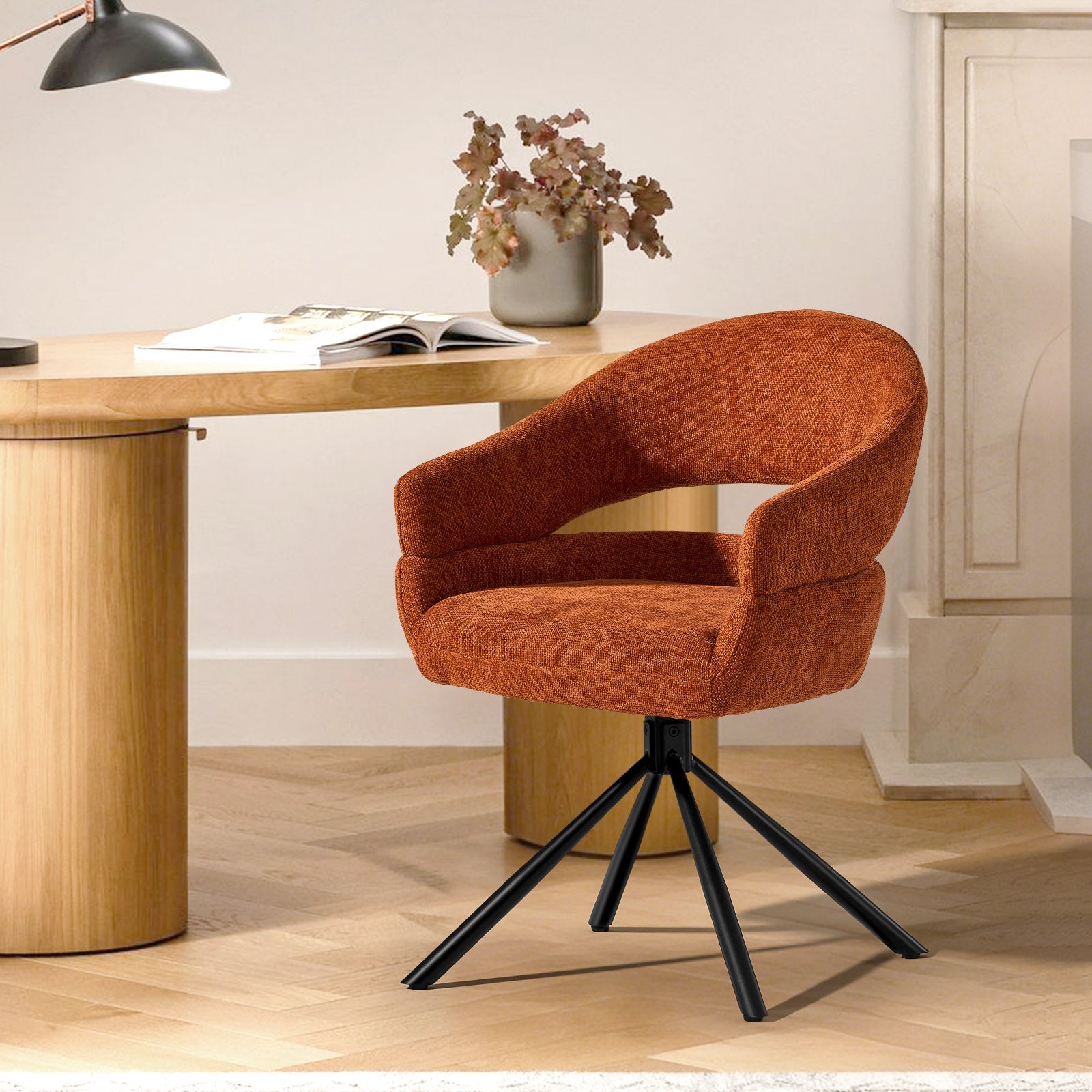 Clarice Esszimmerstuhl aus Leinenmischgewebe mit Drehbarer