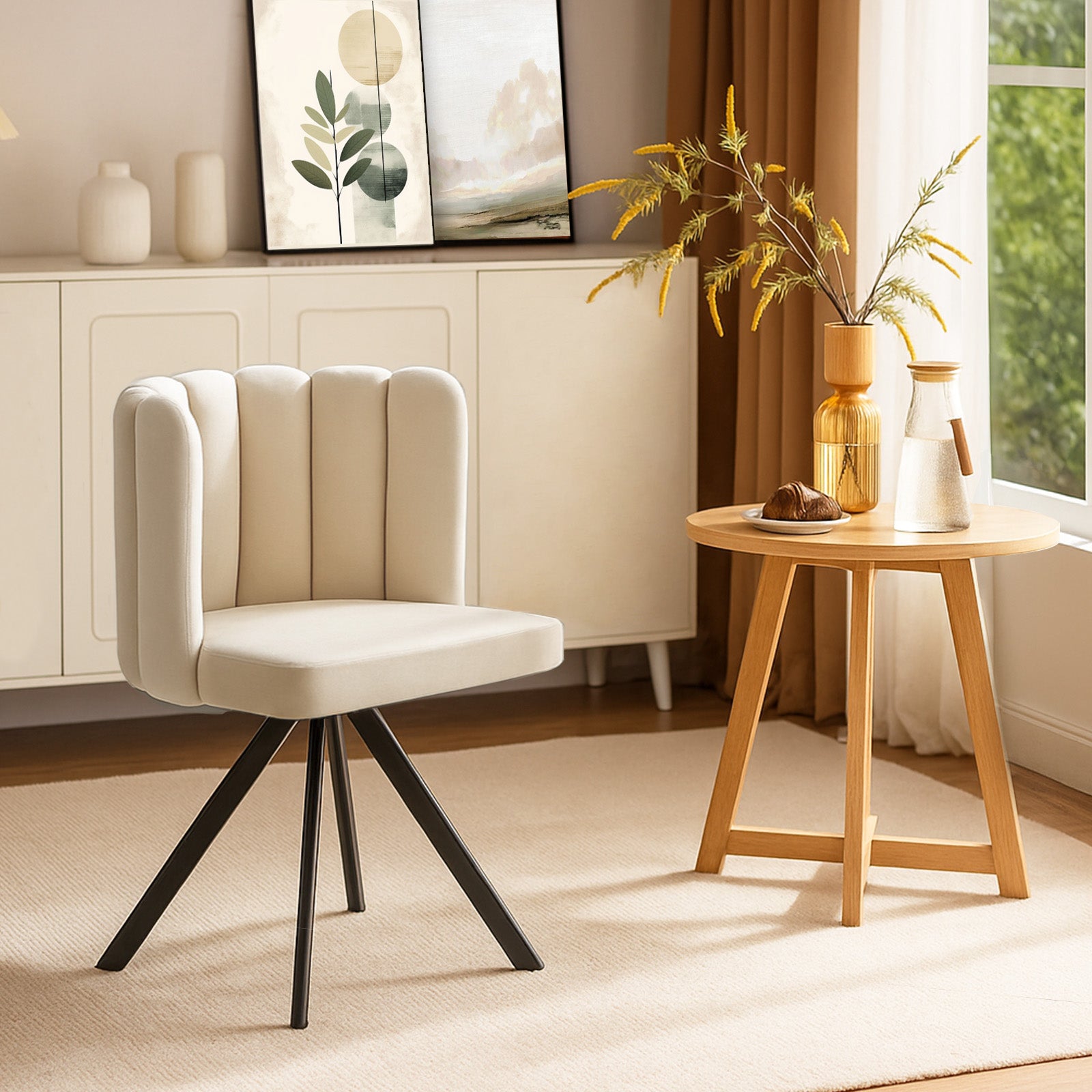 Fleur Esszimmerstuhl aus Samt mit Drehbarer