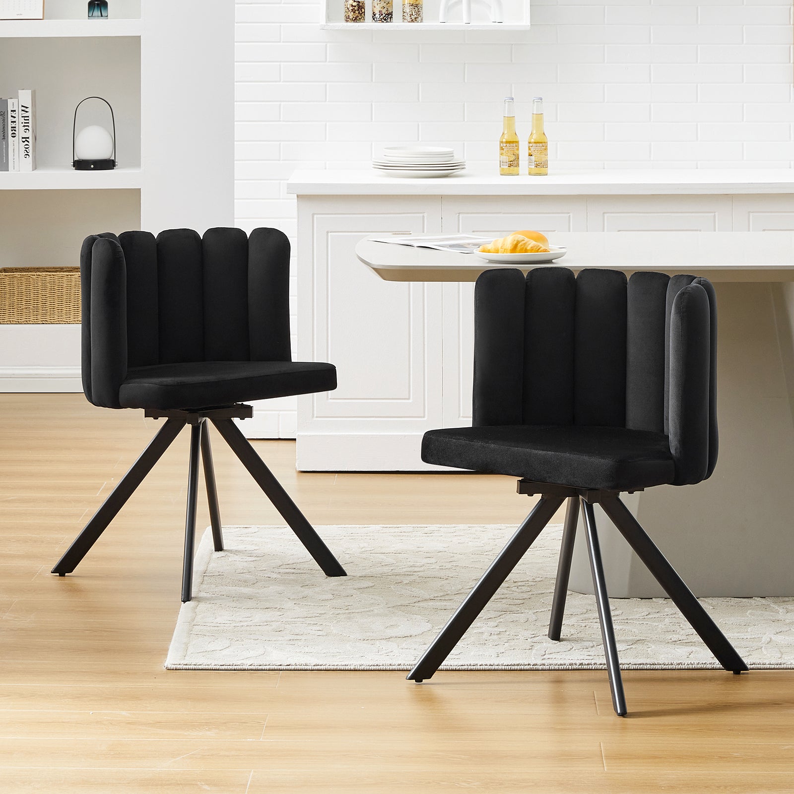 Fleur Esszimmerstuhl aus Samt mit Drehbarer