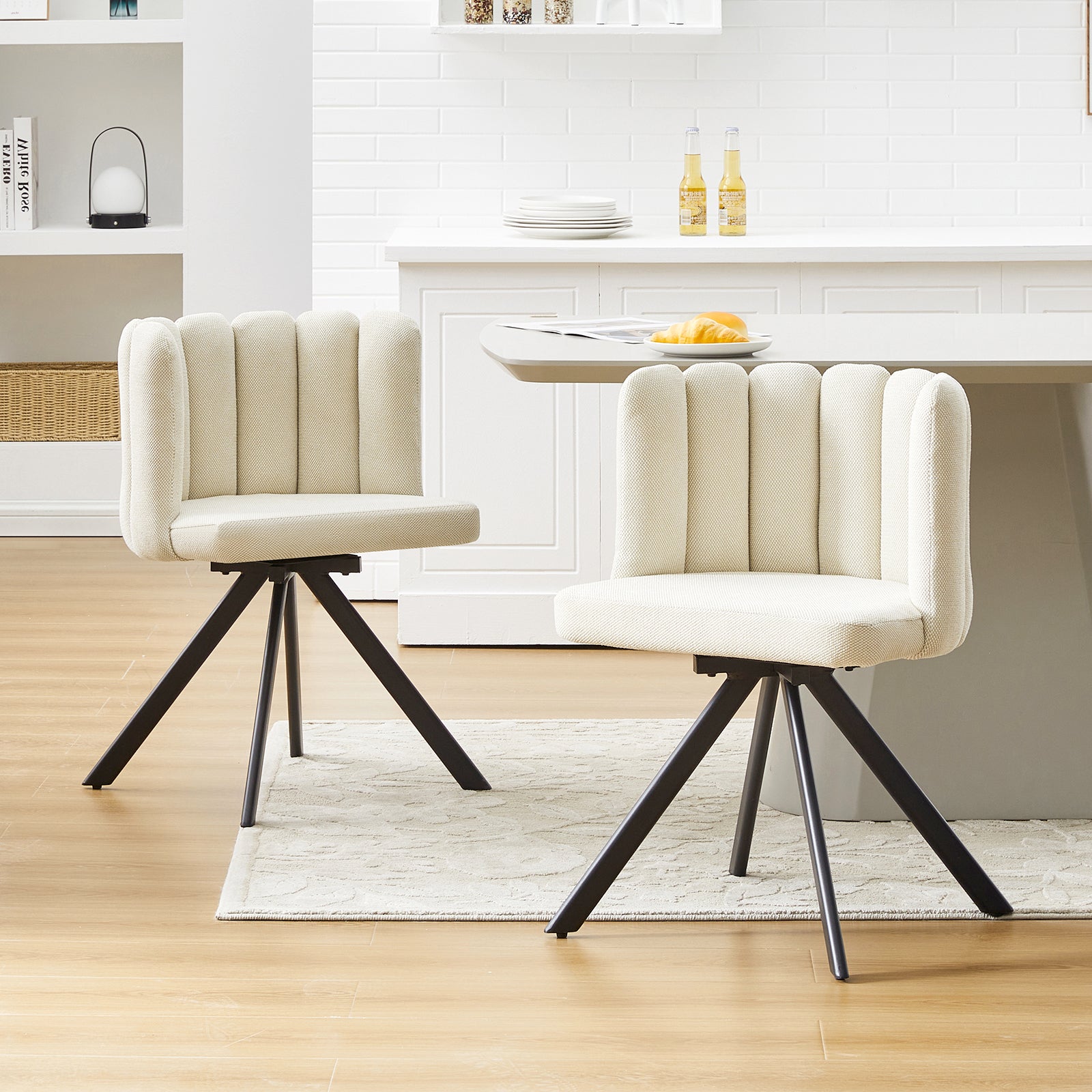 Fleur Esszimmerstuhl aus Chenille mit Drehbarer