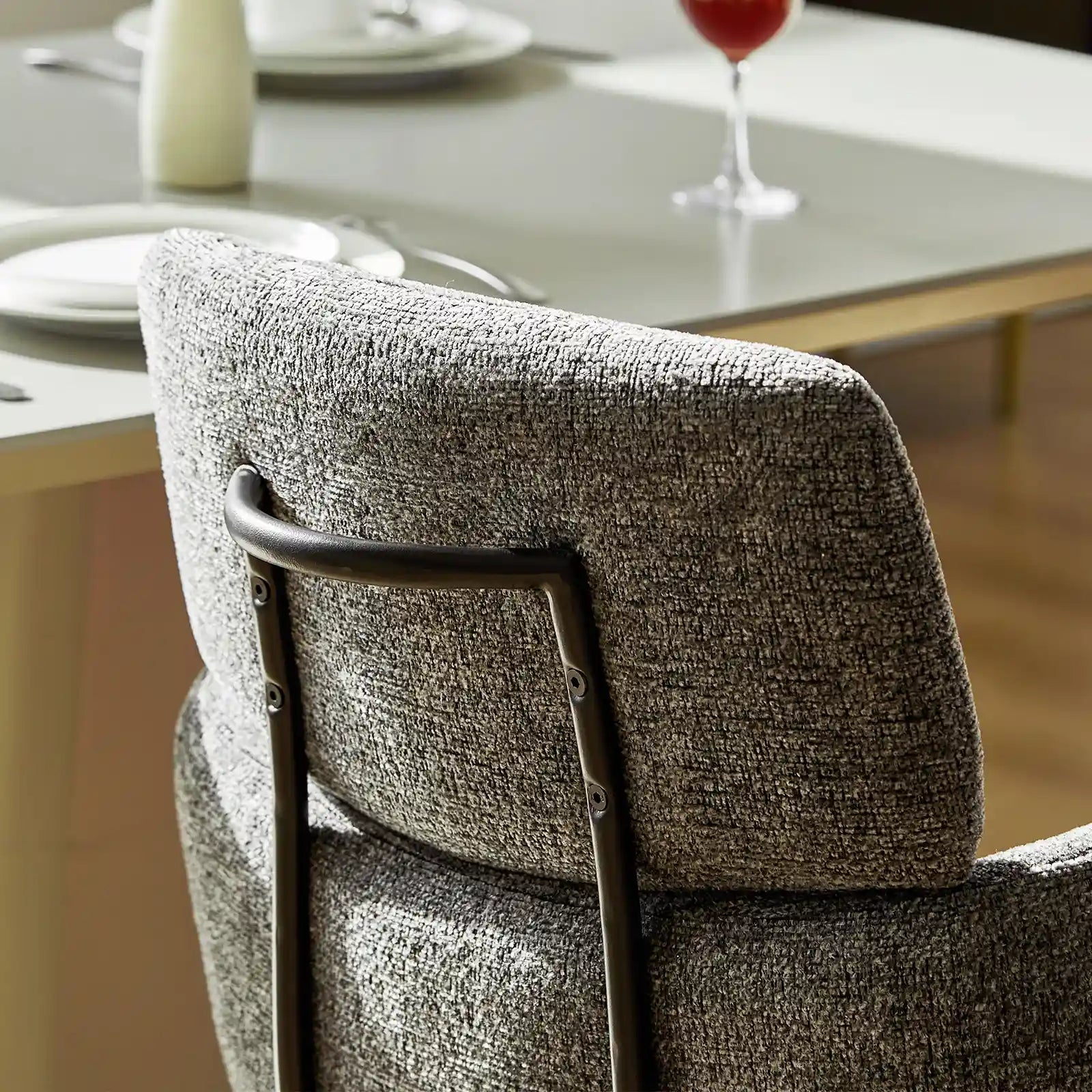 Castoro Esszimmerstuhl aus Chenille mit Drehbarer