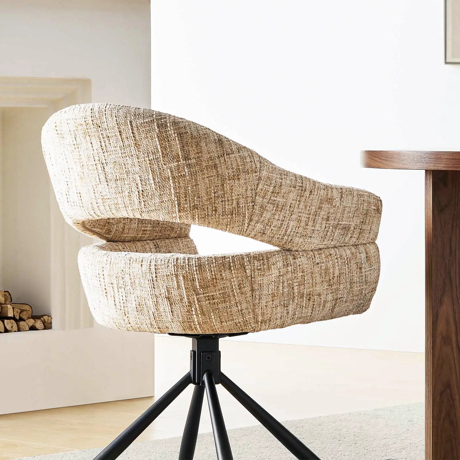 Clarice Moderner Drehsessel mit Armlehnstühle aus Chenille