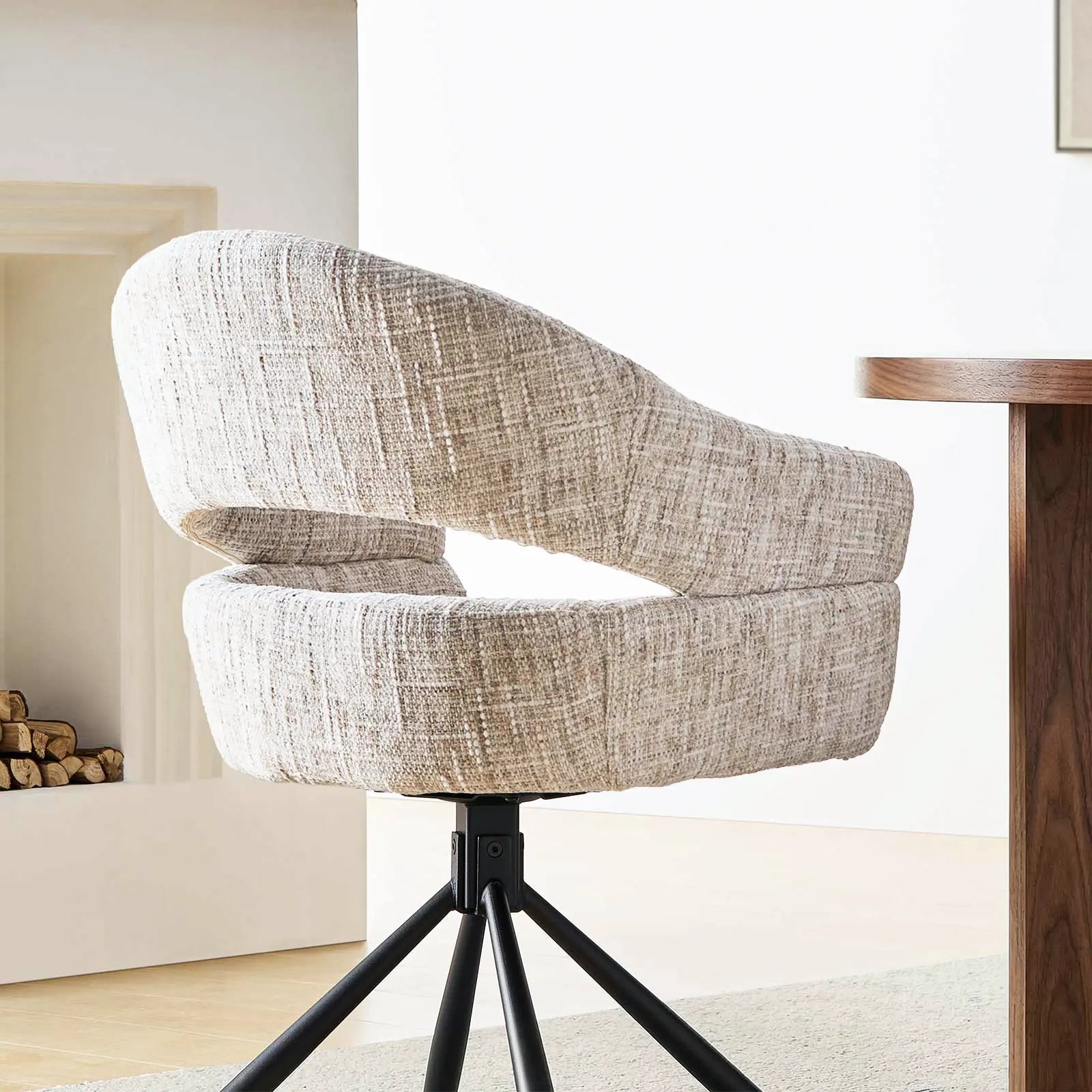 Clarice Moderner Drehsessel mit Armlehnstühle aus Chenille