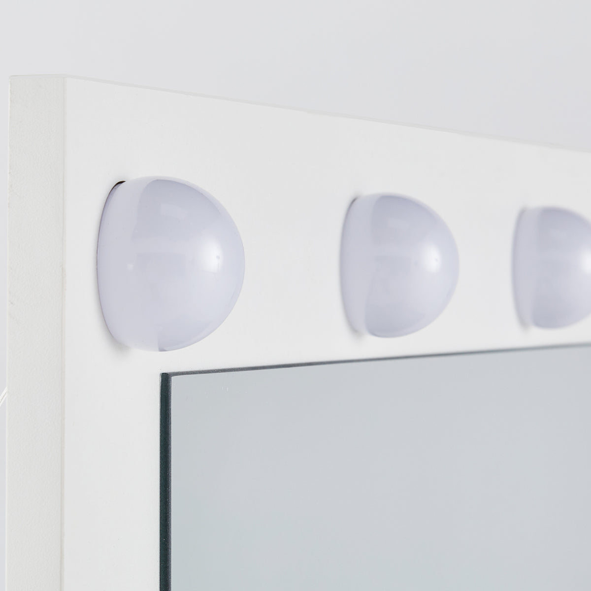 Melin Schminktisch-Set Weiß mit Spiegel, LED Beleuchtung und Hocker