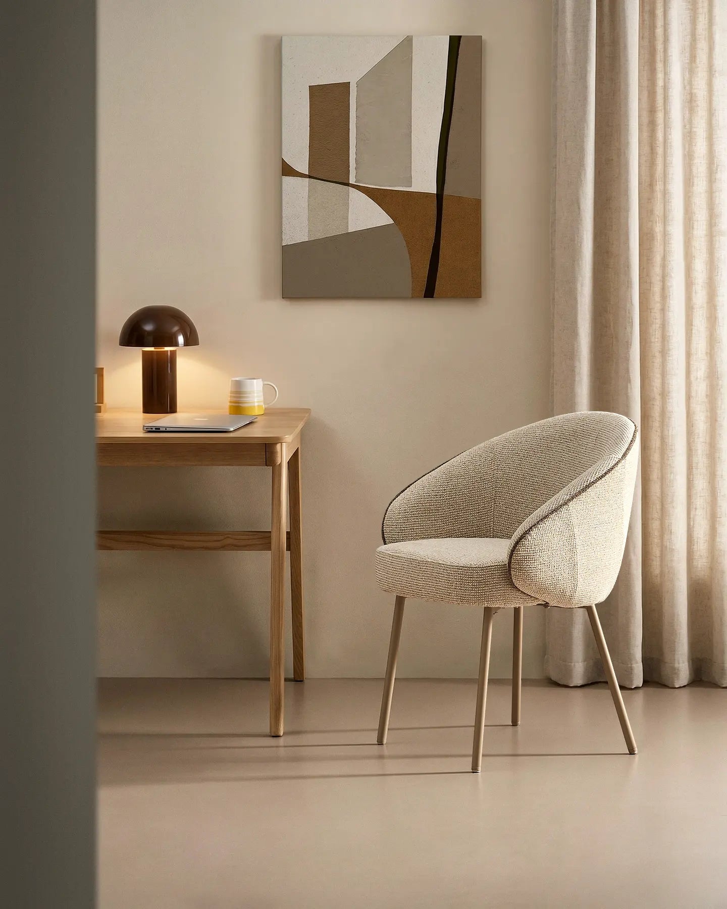 Elowen Esszimmerstuhl mit Chenillebezug in Beige