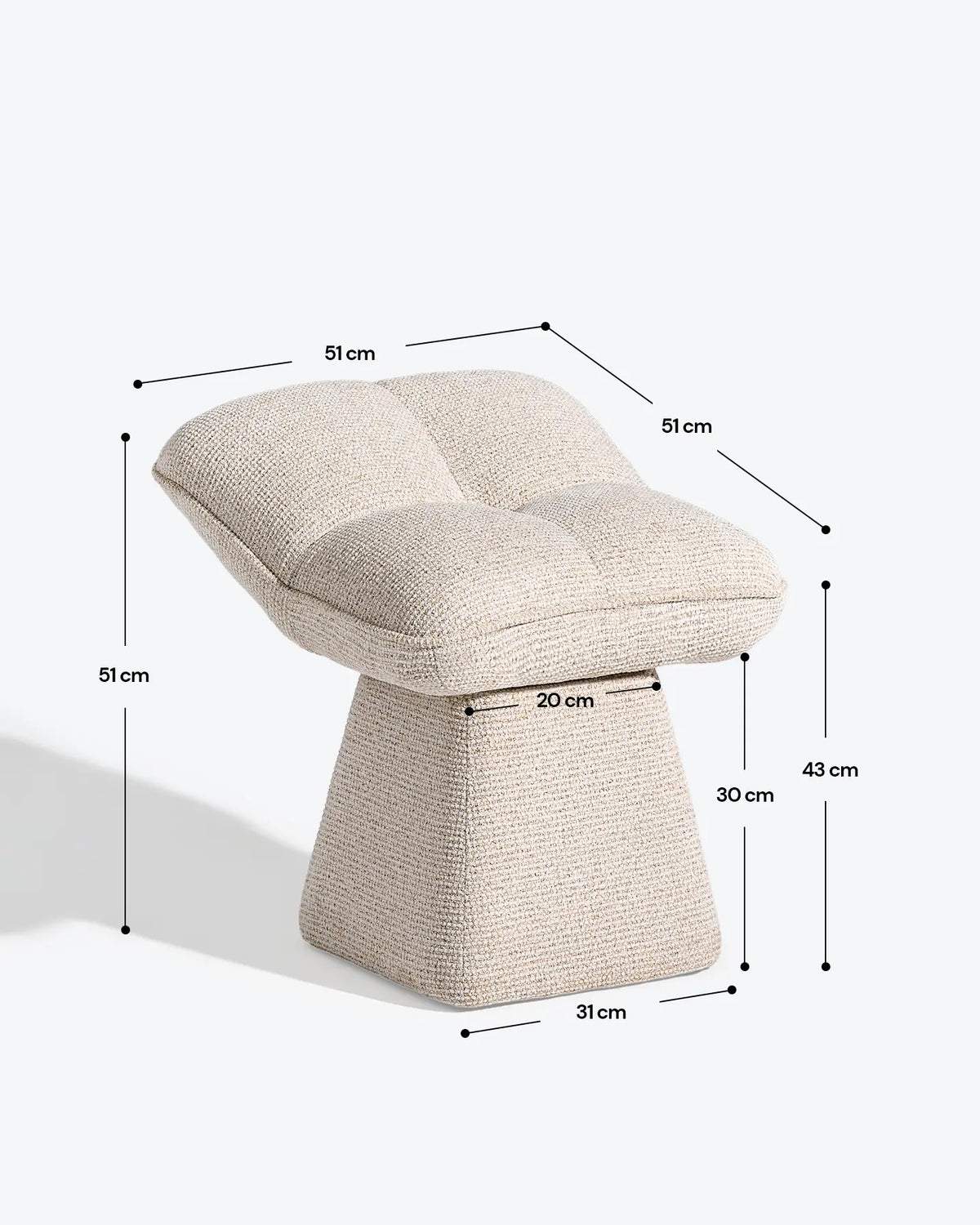 Liora Chenille-Schminktisch-Hocker – Komfort mit sanften Kurven