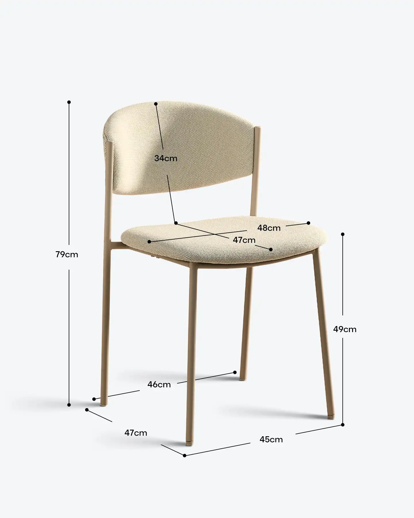 Rowan Esszimmerstuhl aus Leinen-Mischgewebe in Beige
