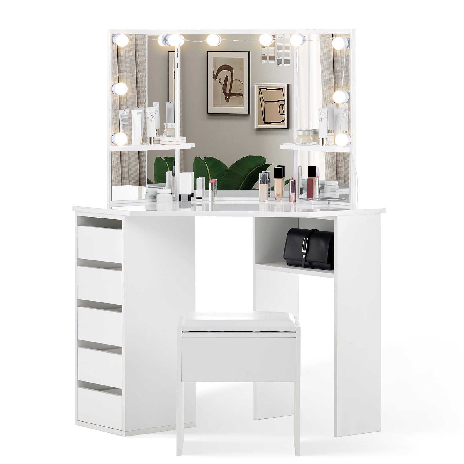 Rosa Eckschminktisch Set