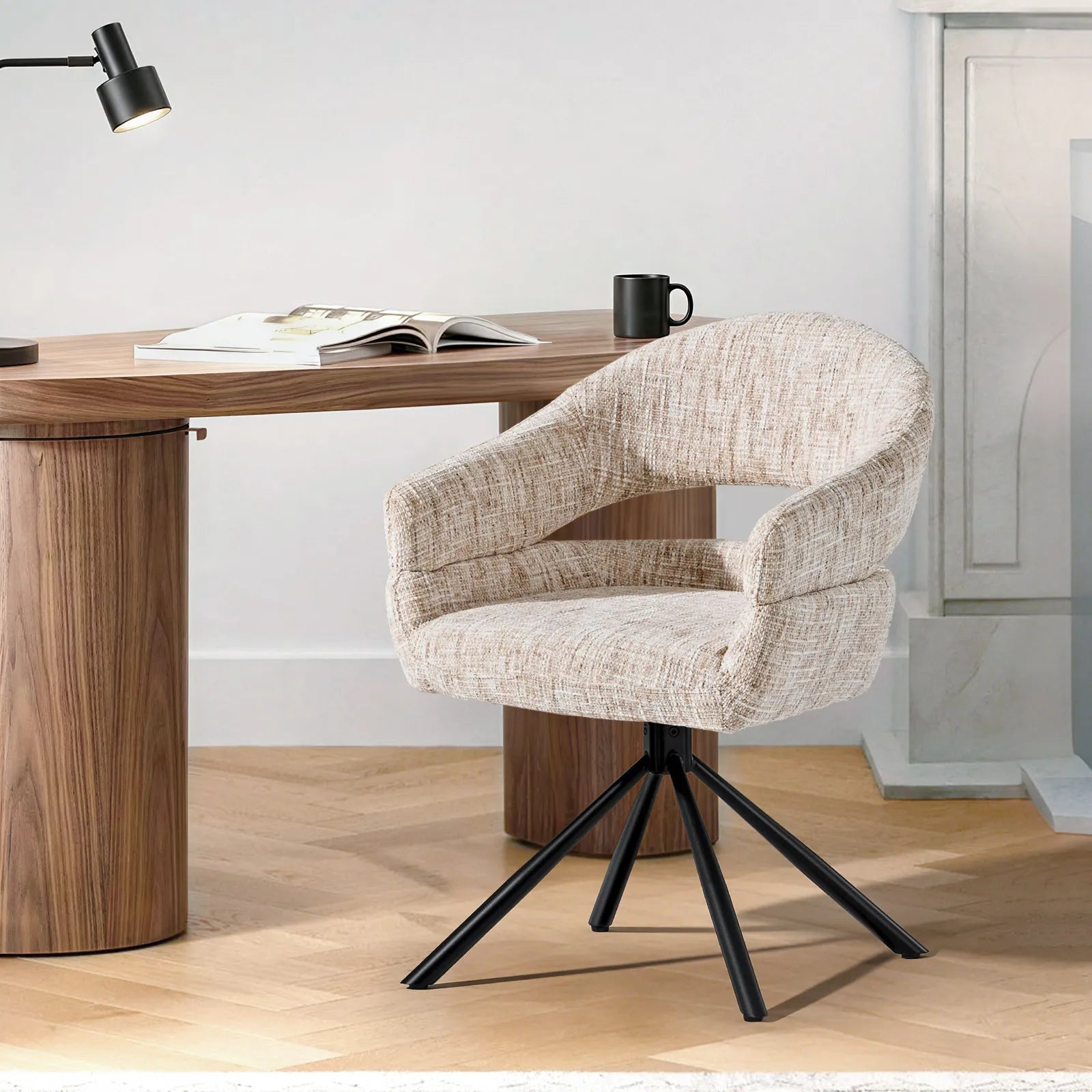 Clarice Moderner Drehsessel mit Armlehnstühle aus Chenille