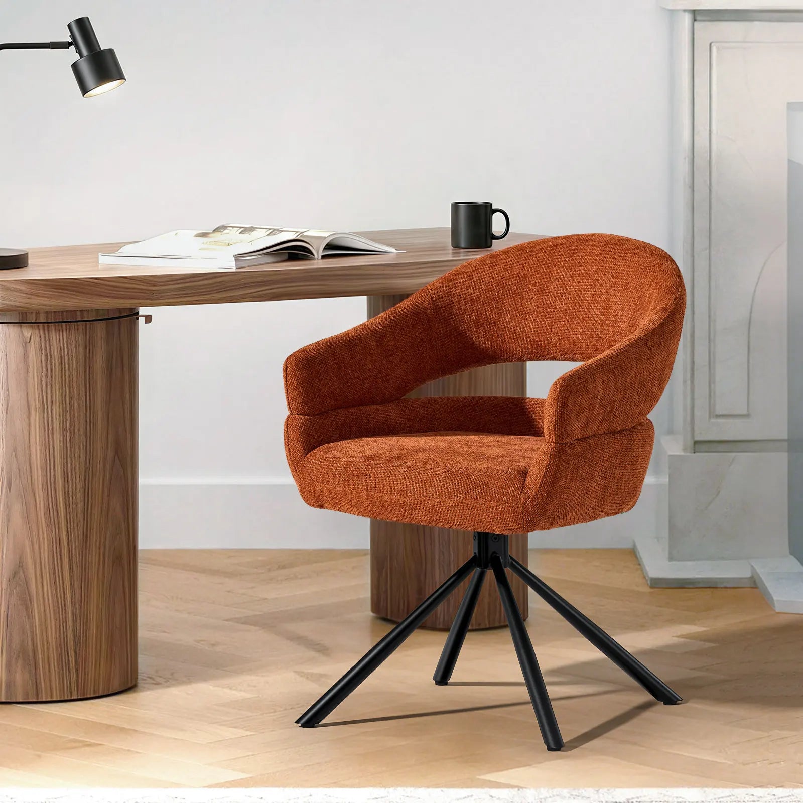 Clarice Moderner Drehsessel mit Armlehnstuhle aus Leinenmischgewebe