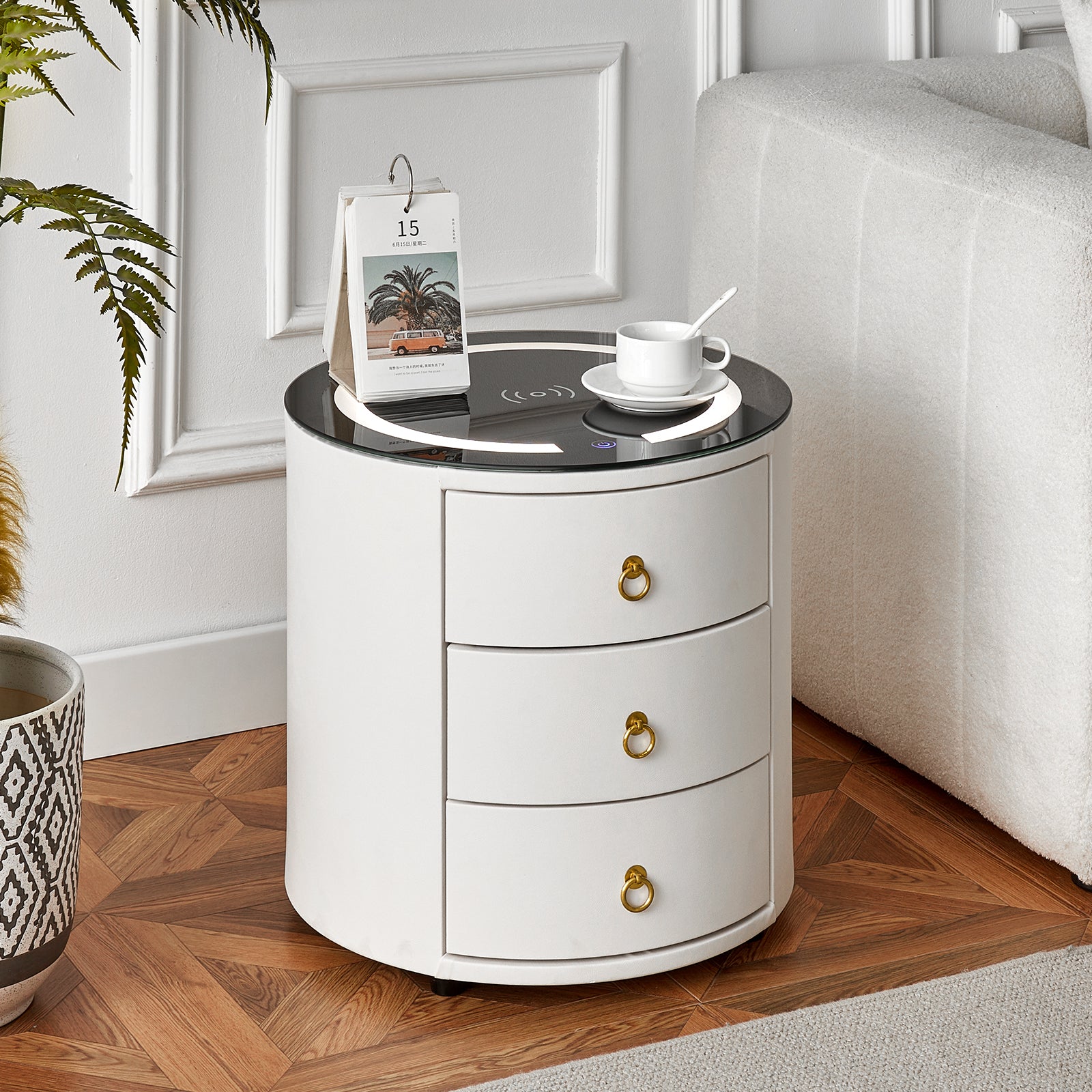 Cirona Runder Nachttisch mit LED-Licht