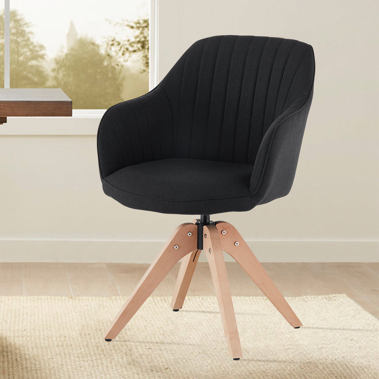 Aven Esszimmerstuhl aus Leinen mit Drehbarer