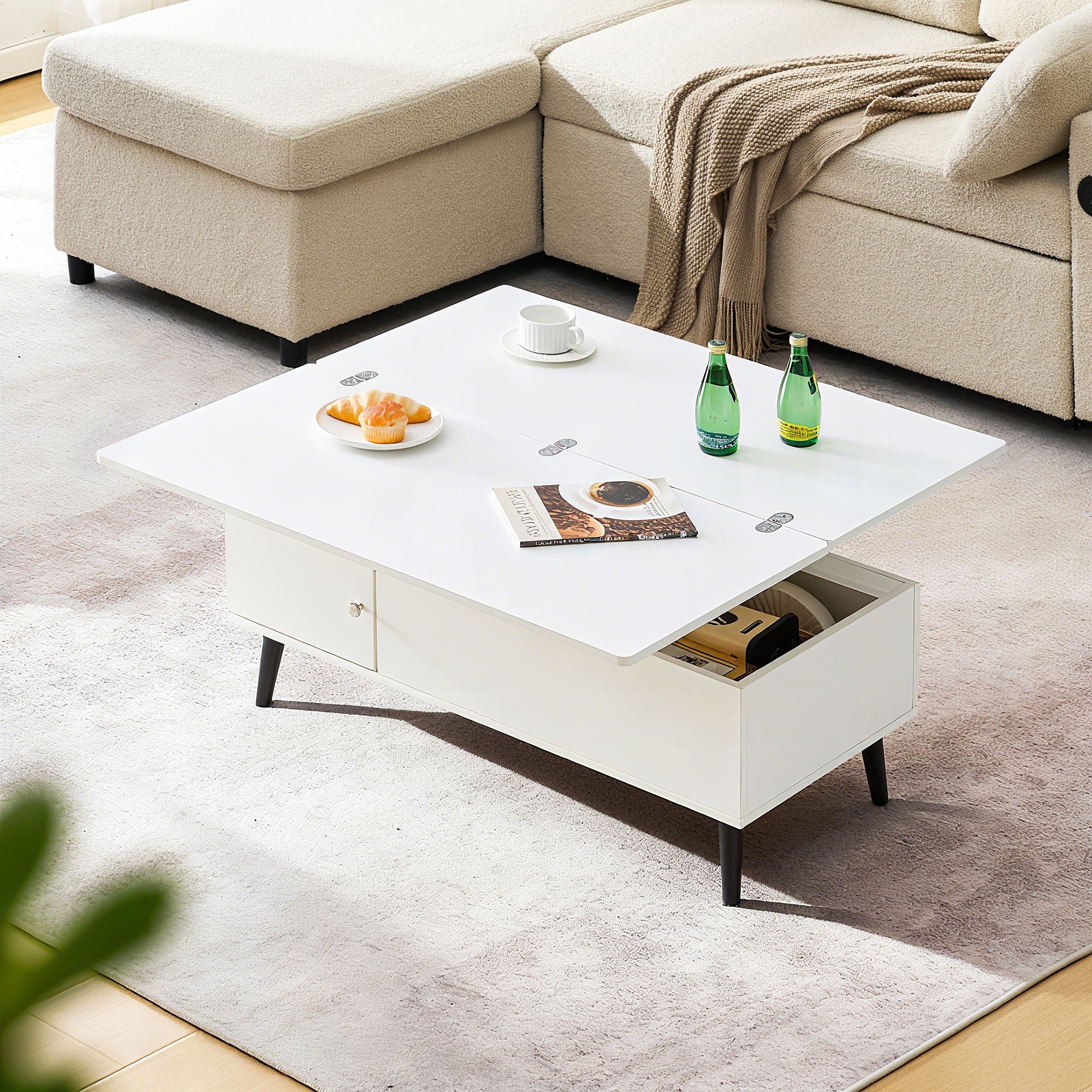 Elna Couchtisch Höhenverstellbar mit Lift-Top und Stauraum