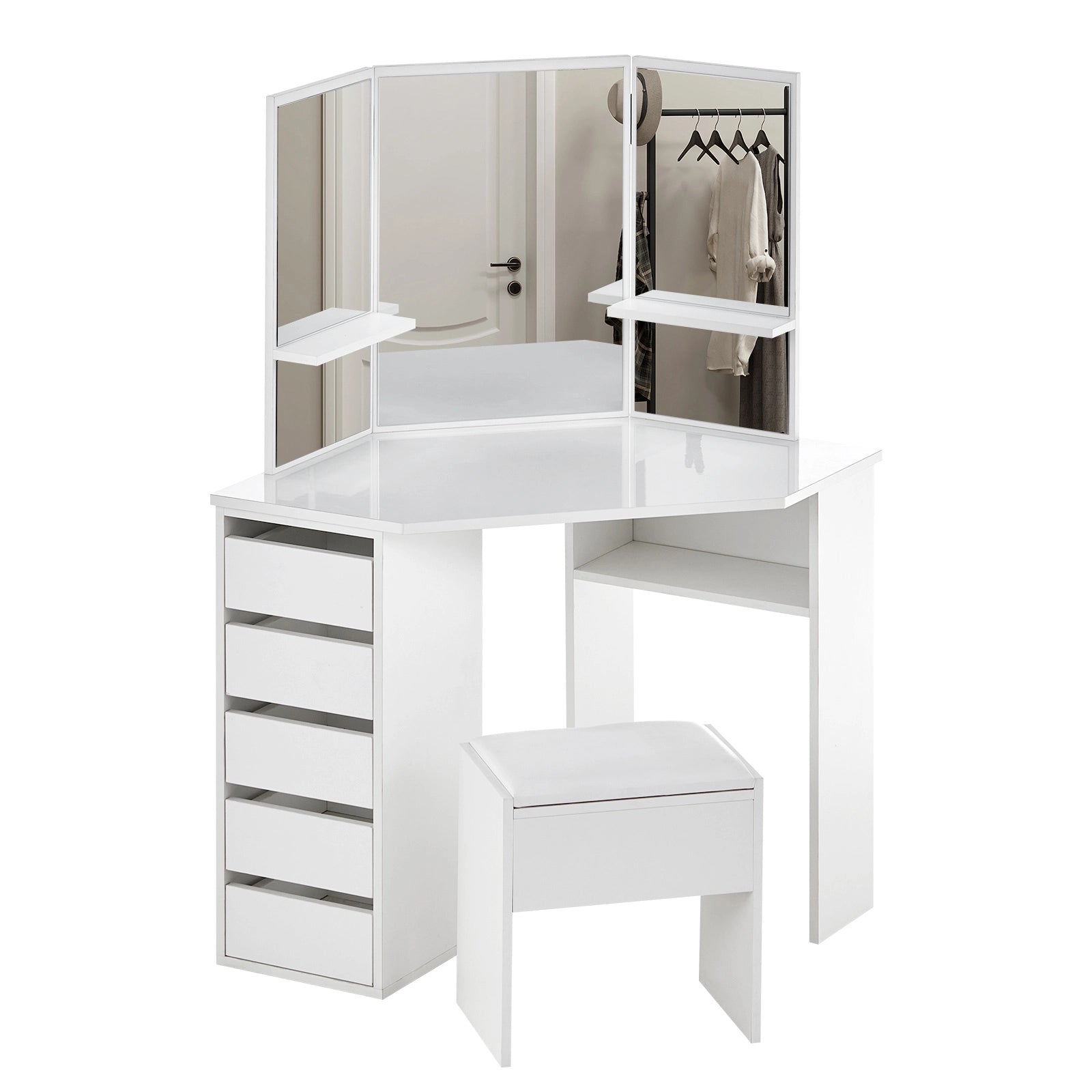 Rosa Eckschminktisch Set