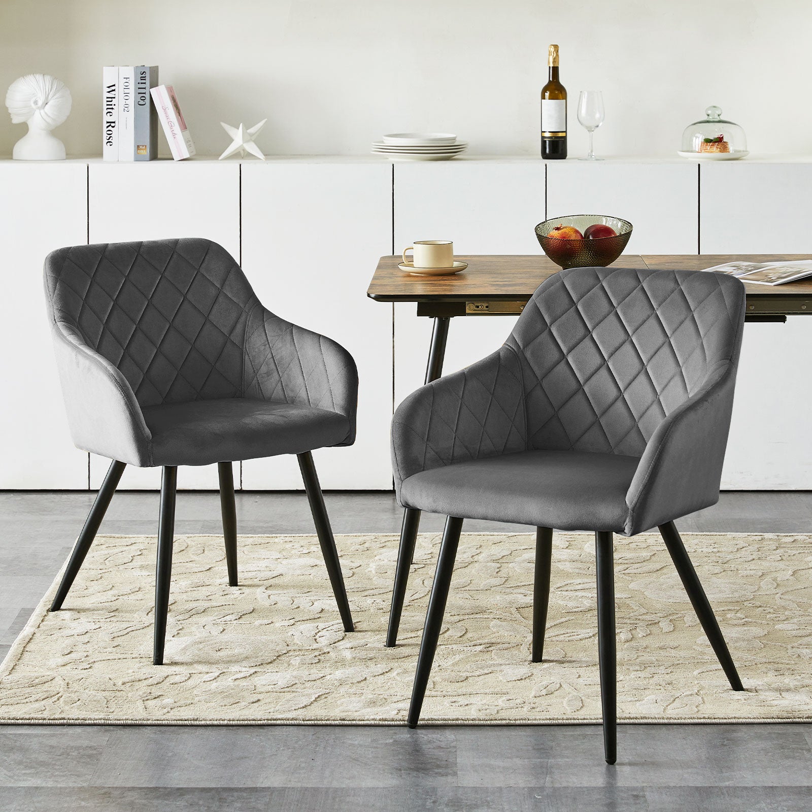 Moree Esszimmerstühle aus Samt mit Diamant-Steppung