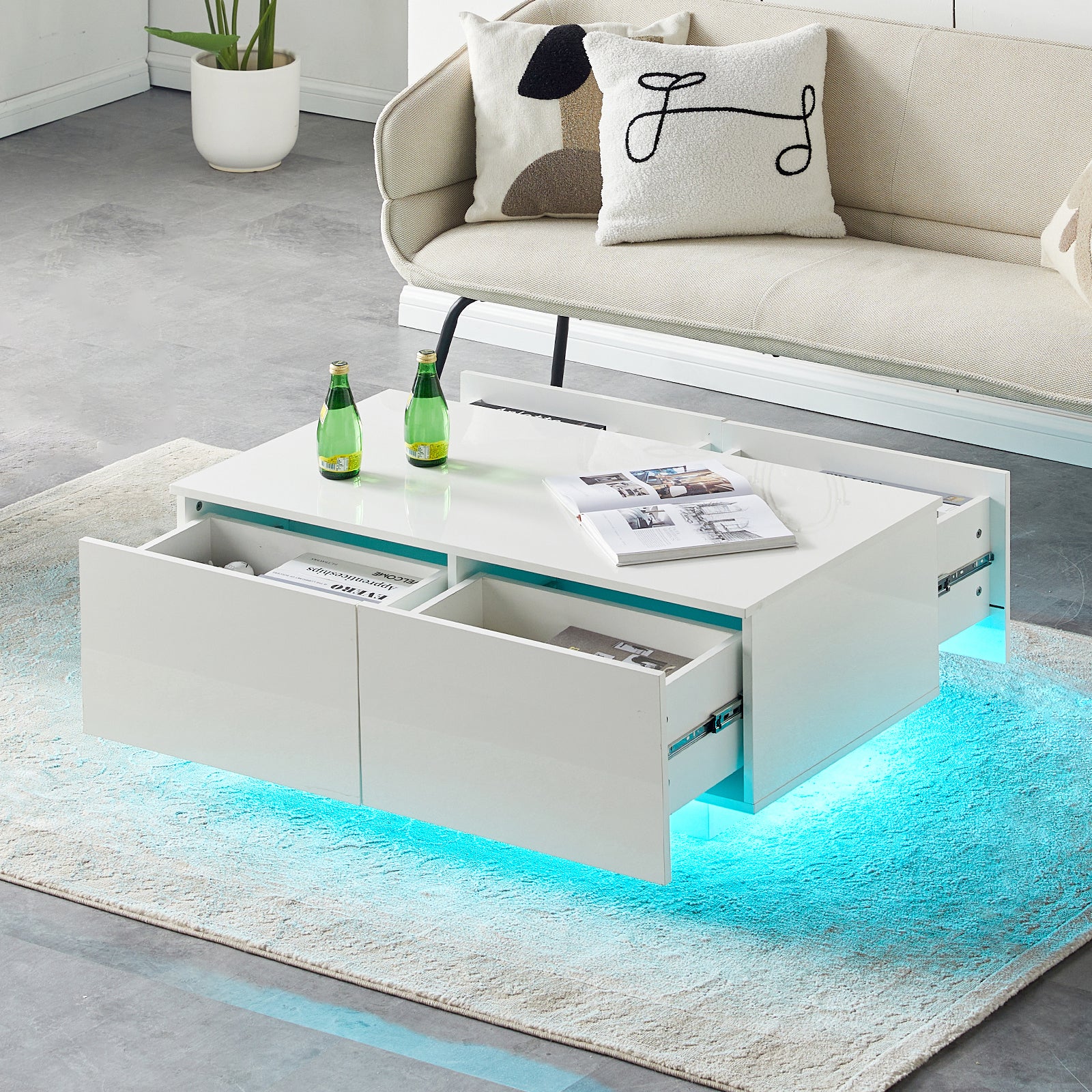 Elara Couchtisch mit LED-Beleuchtung & 4 Schubladen