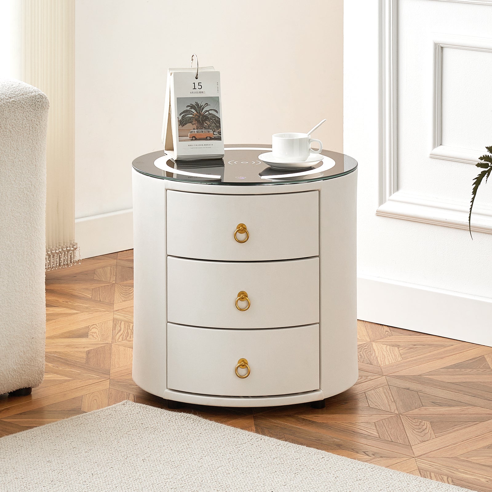 Cirona Runder Nachttisch mit LED-Licht