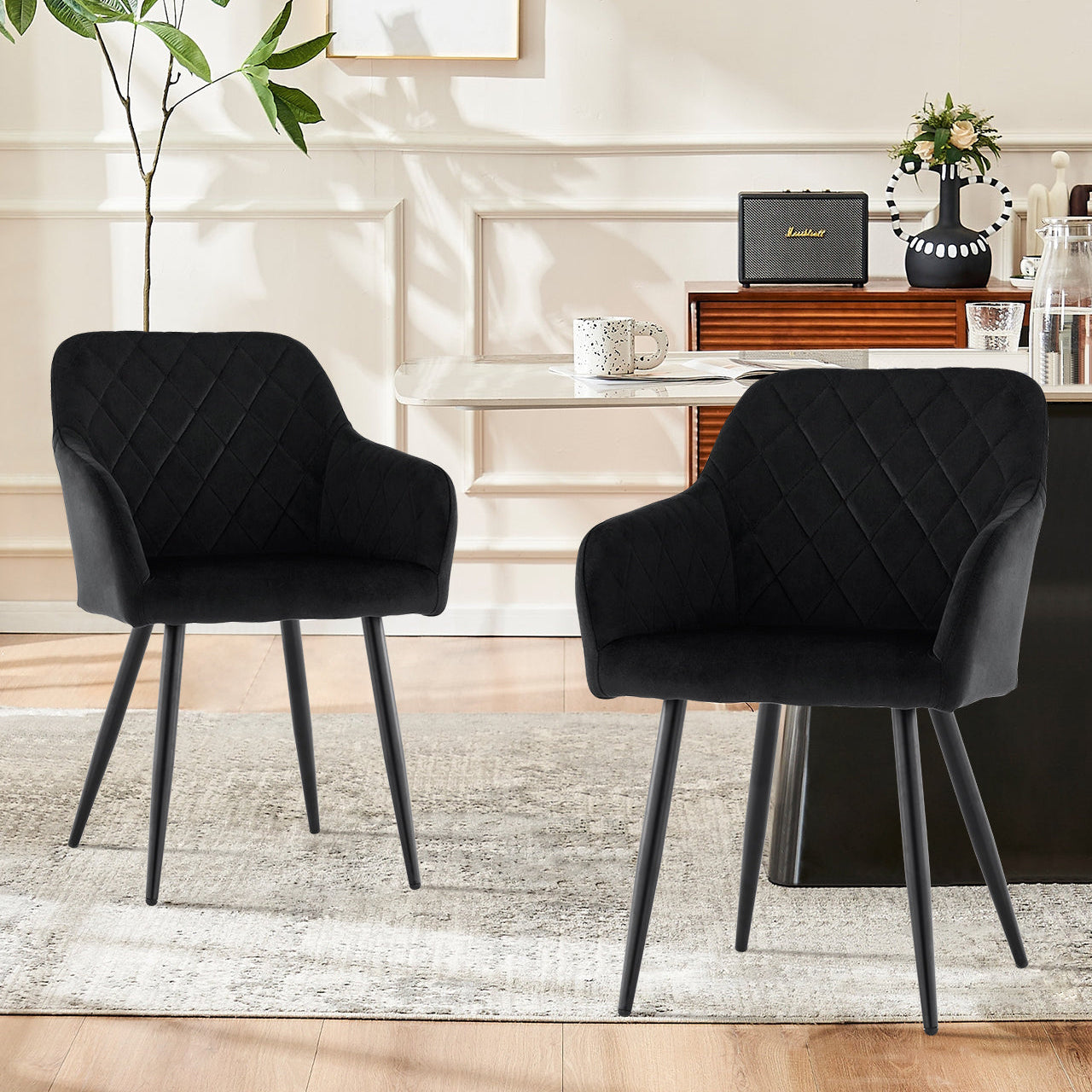 Moree Esszimmerstühle aus Samt mit Diamant-Steppung