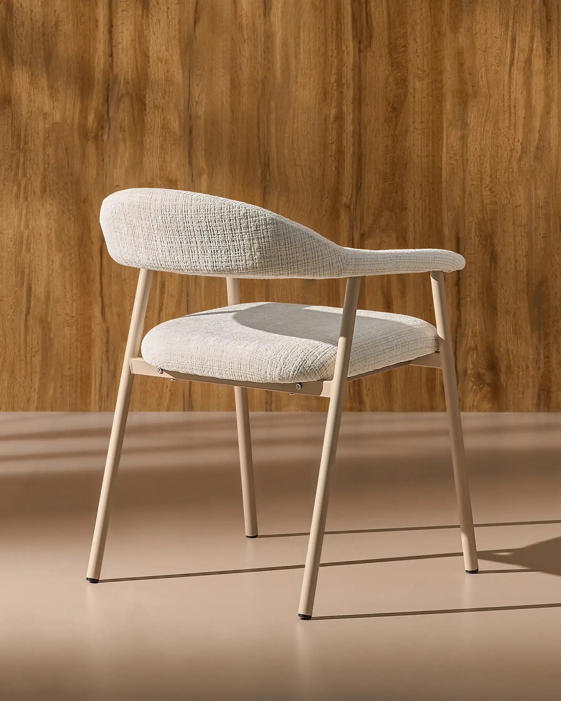 Arlo Esszimmerstuhl mit Chenillebezug in Weiß & Beige