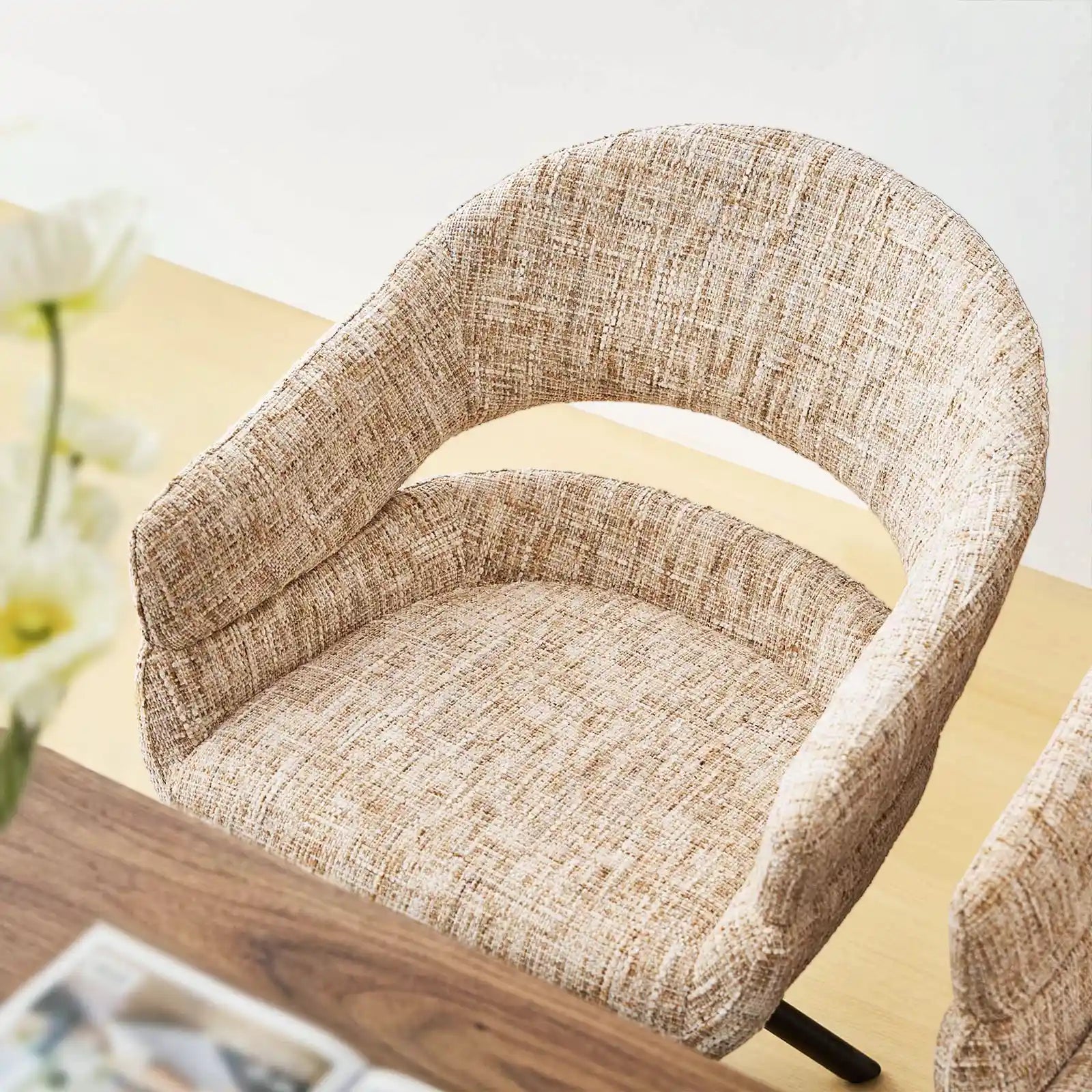 Clarice Moderner Drehsessel mit Armlehnstühle aus Chenille