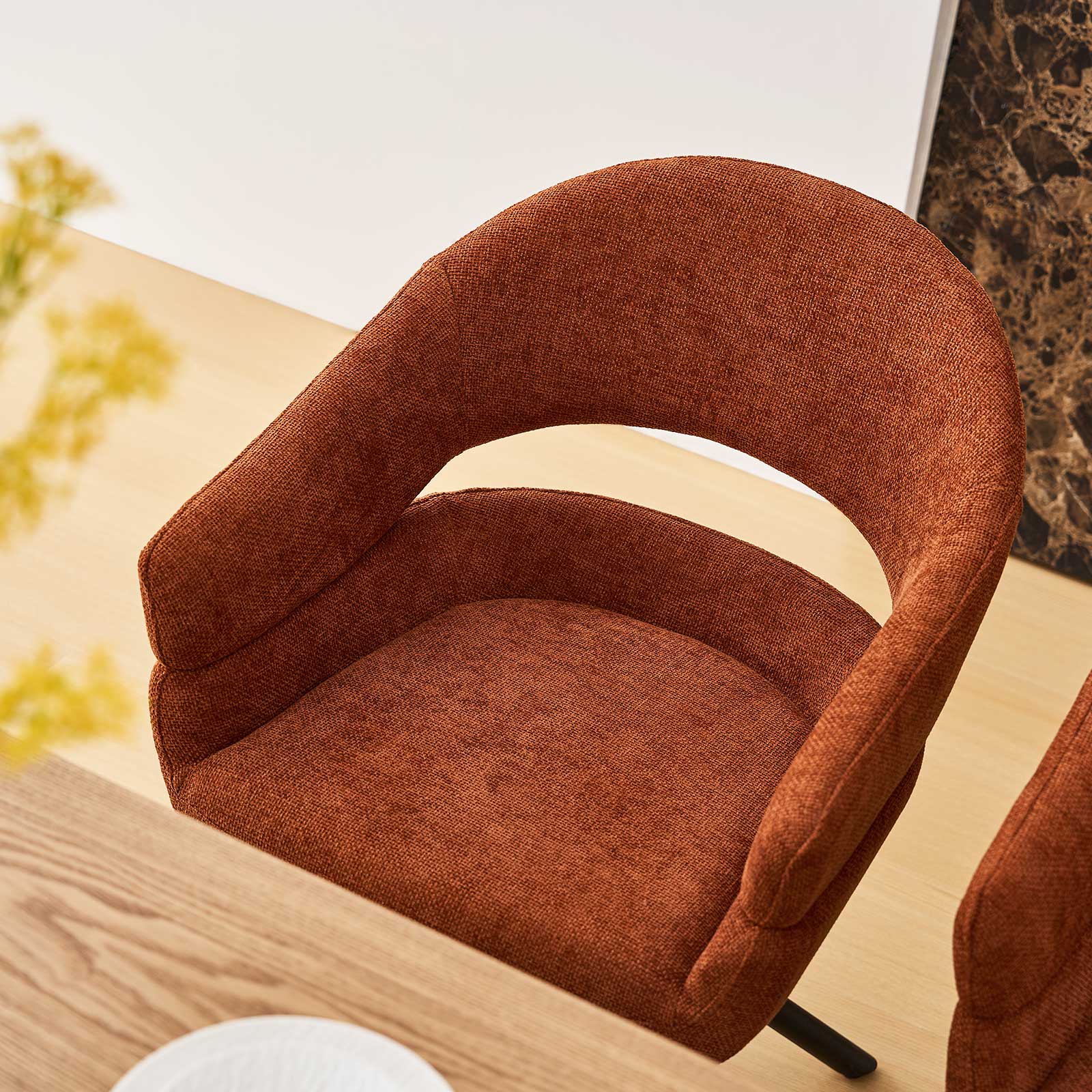 Clarice Esszimmerstuhl aus Leinenmischgewebe mit Drehbarer