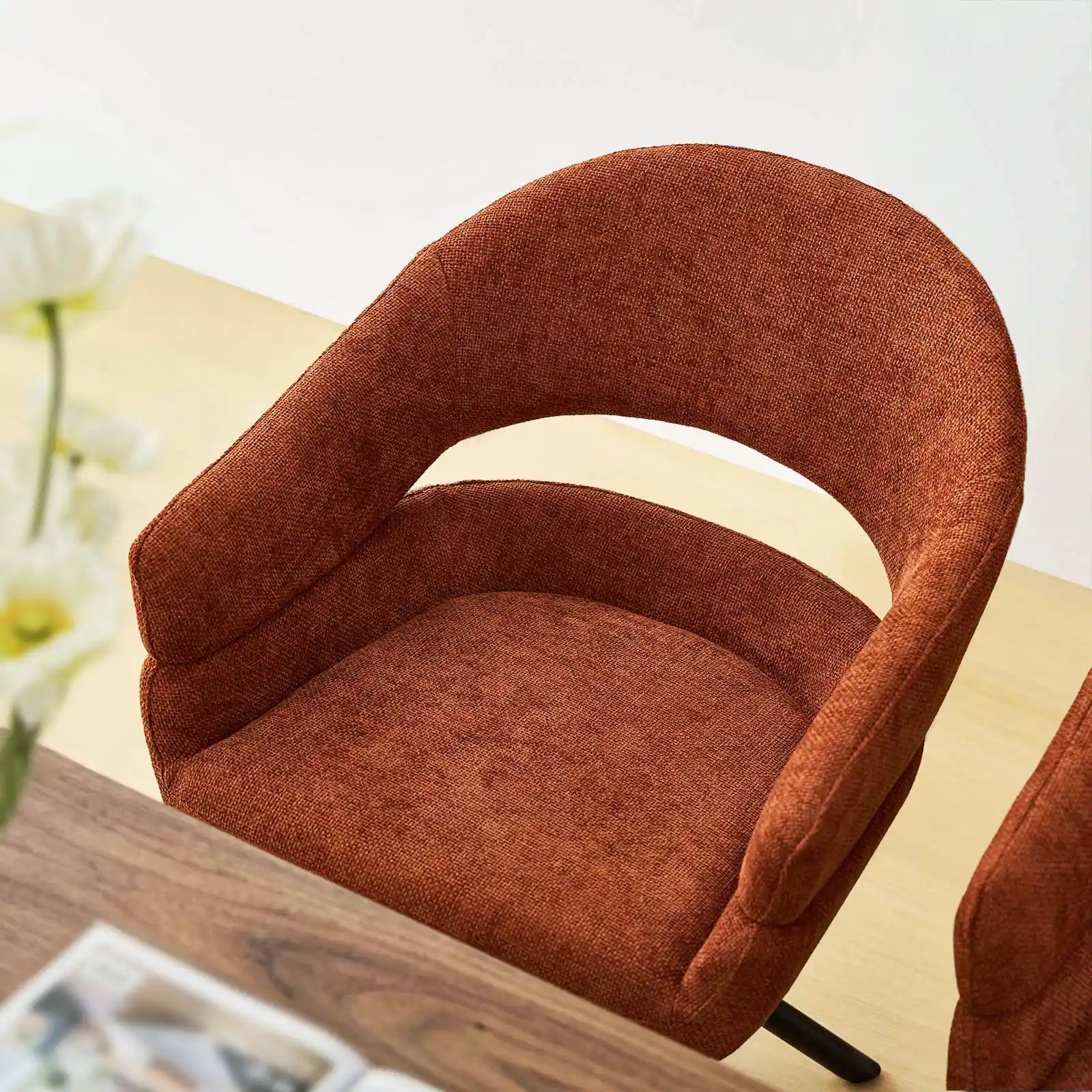 Clarice Moderner Drehsessel mit Armlehnstuhle aus Leinenmischgewebe