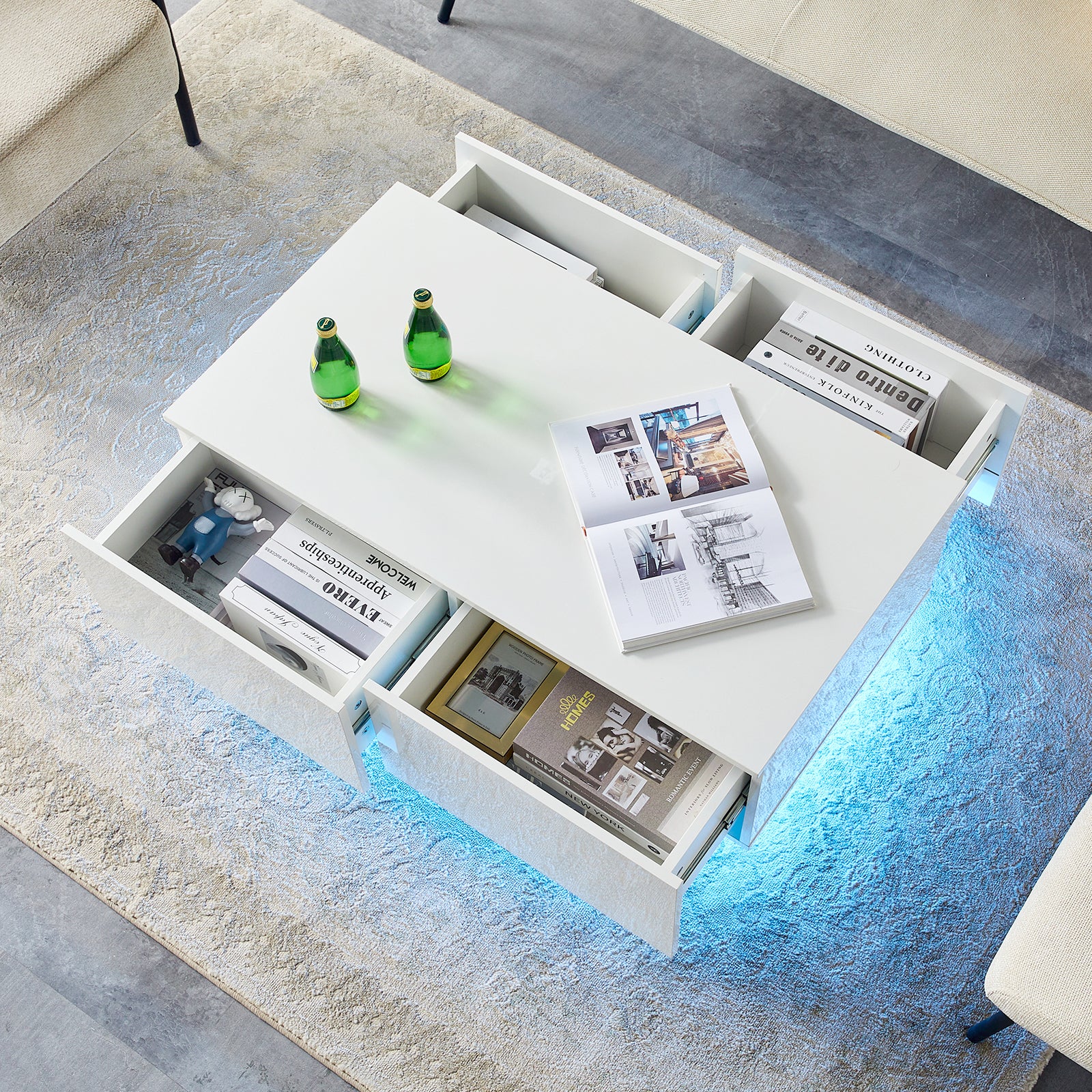 Elara Couchtisch mit LED-Beleuchtung & 4 Schubladen