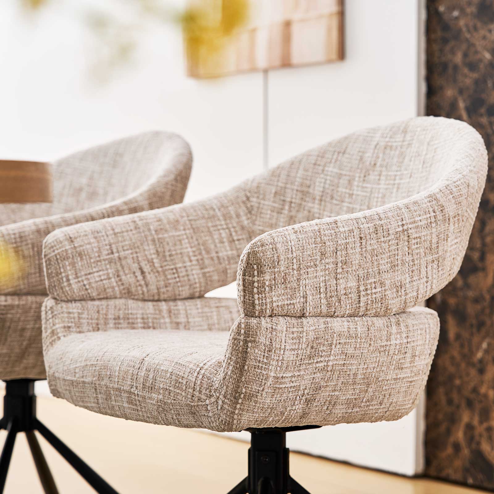 Clarice Esszimmerstuhl aus Chenille mit Drehbarer