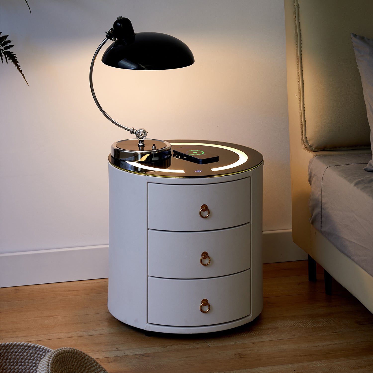 Cirona Runder Nachttisch mit LED-Licht