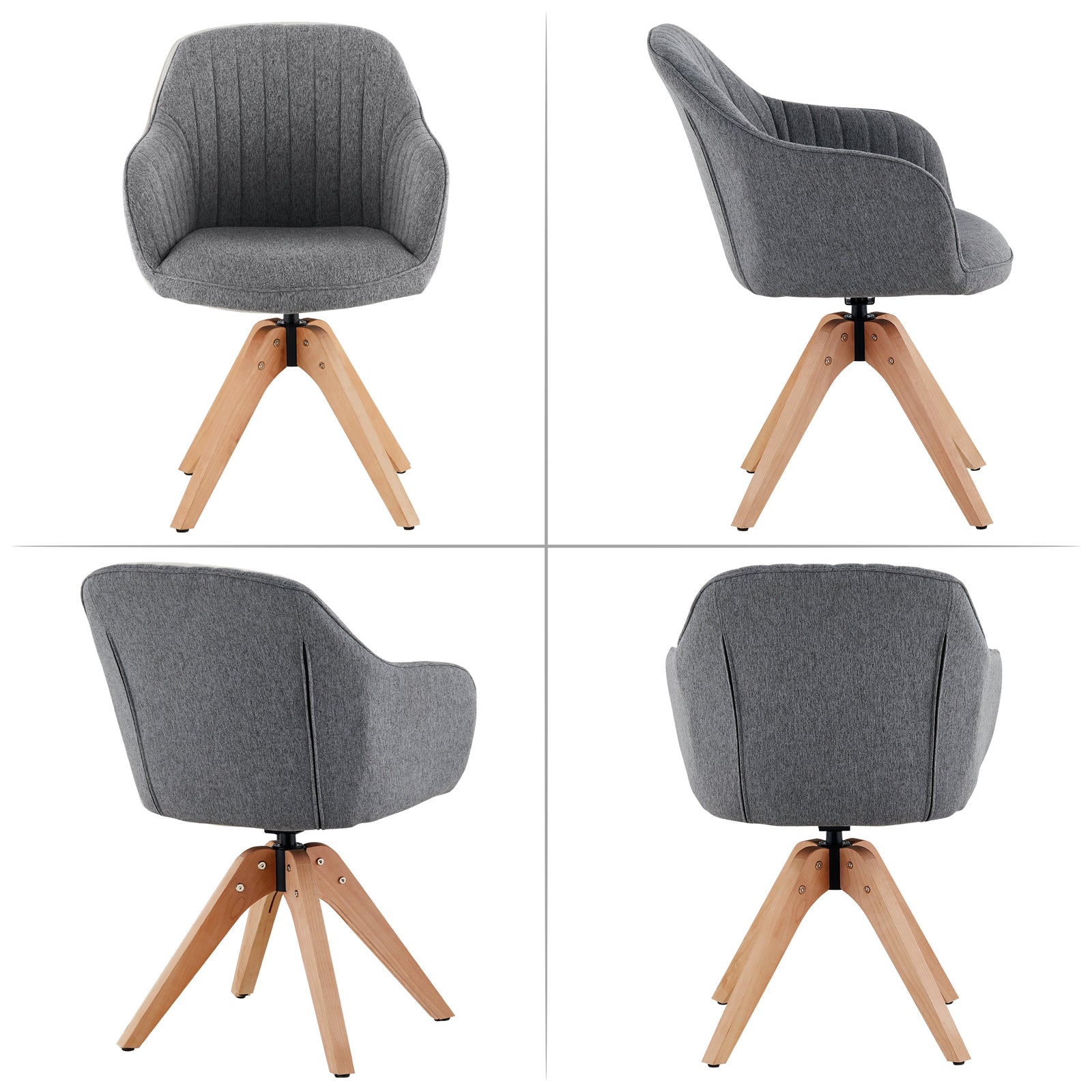 Aven Esszimmerstuhl aus Leinen mit Drehbarer