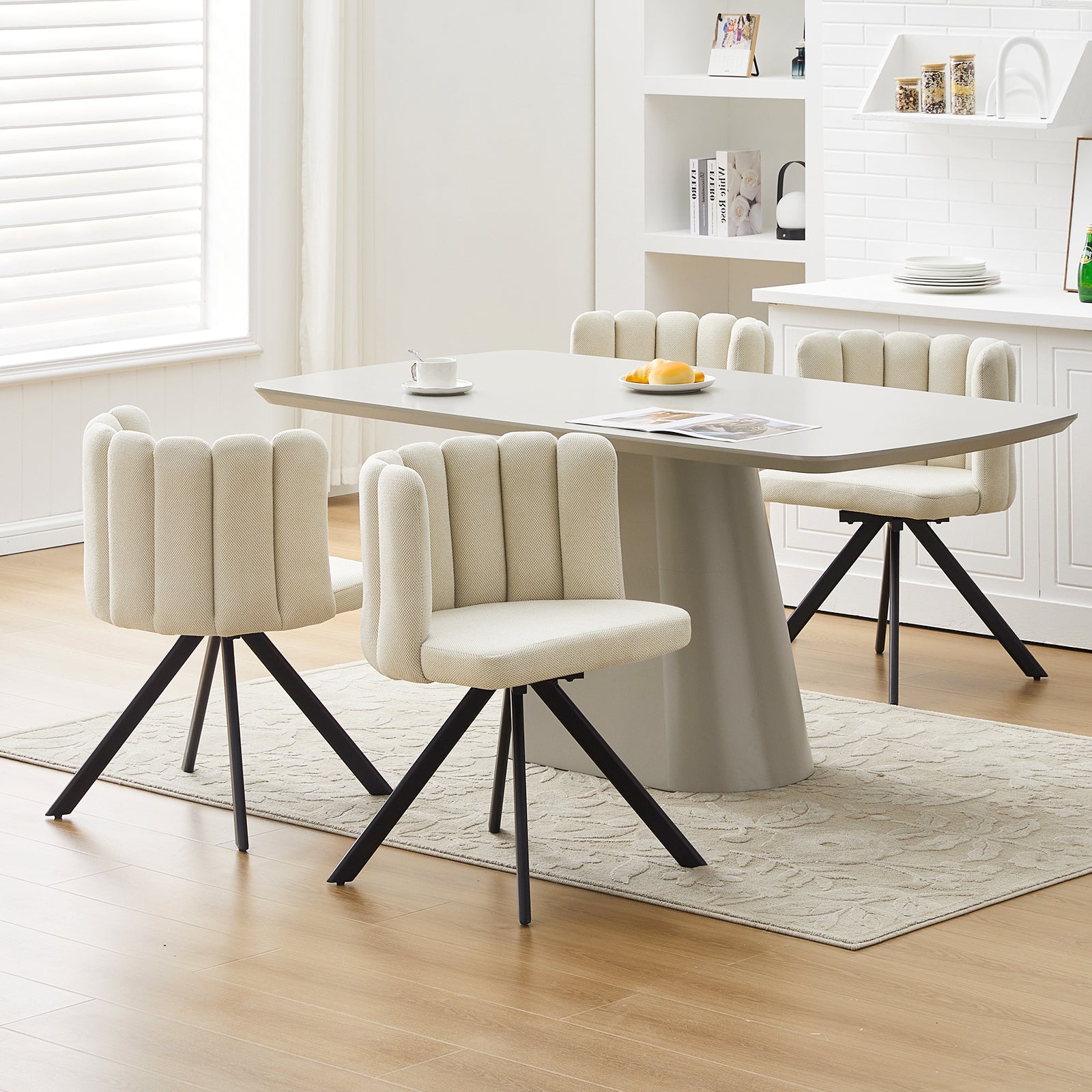 Fleur Esszimmerstuhl aus Chenille mit Drehbarer