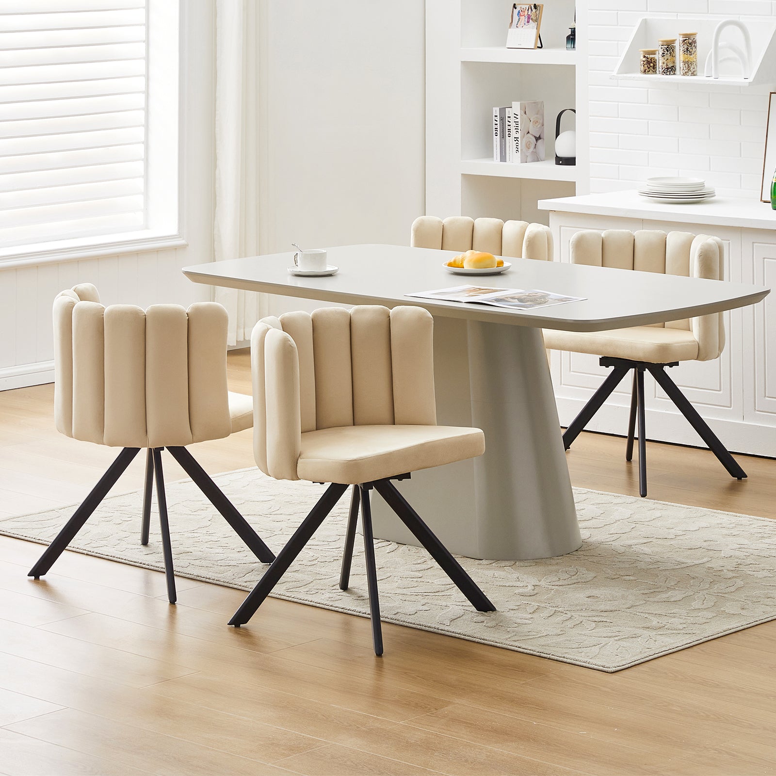 Fleur Esszimmerstuhl aus Samt mit Drehbarer