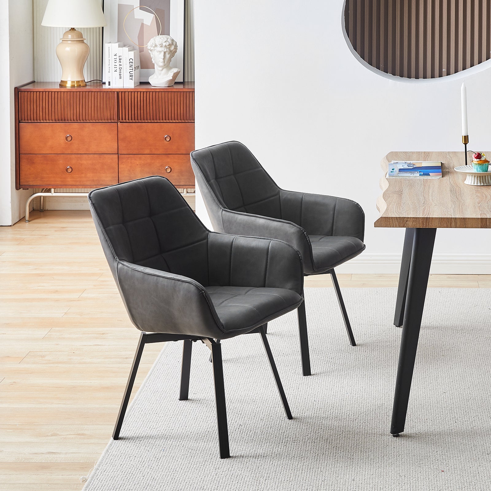 Danyl Armlehnstuhl aus Kunstleder mit drehbar