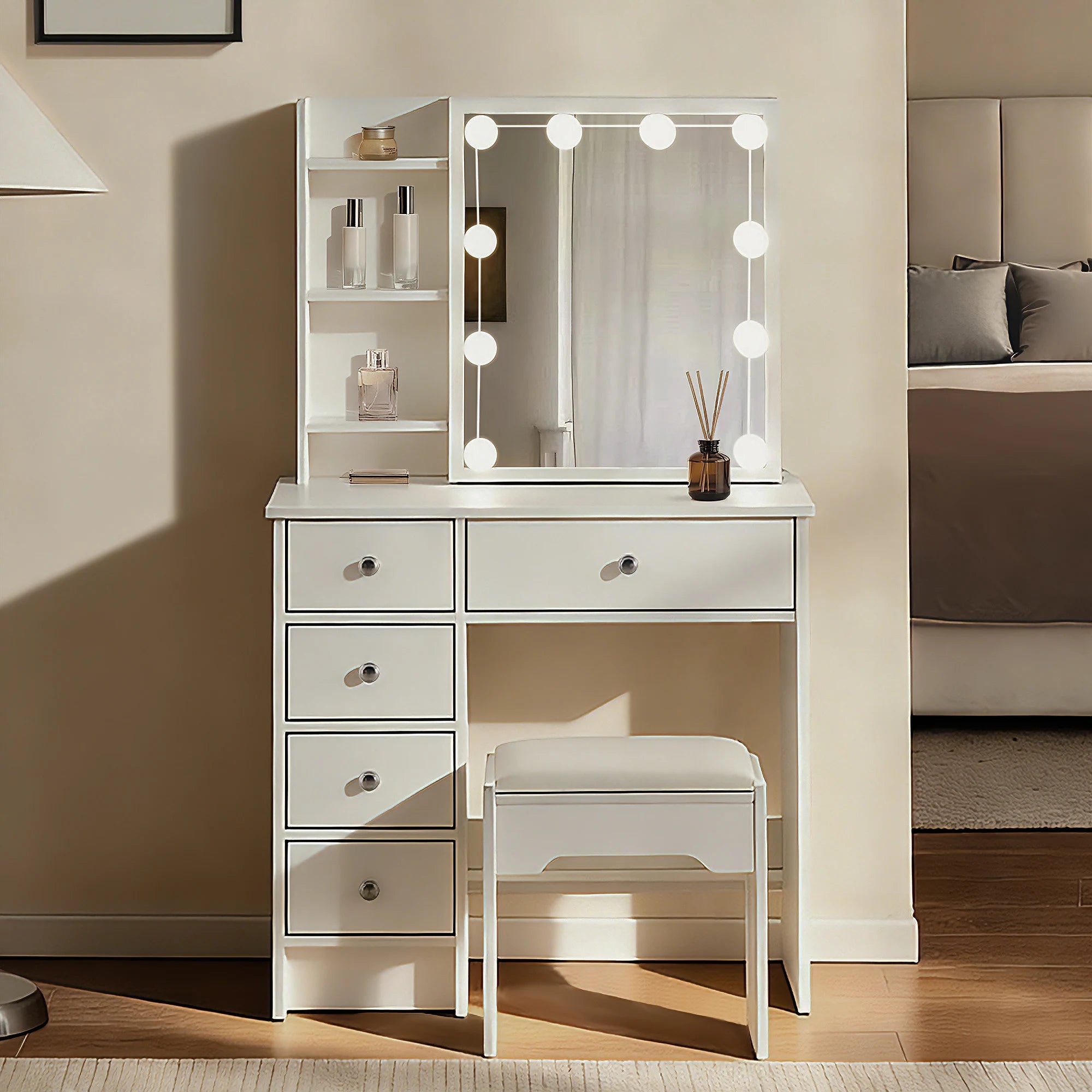 Amya Schminktisch Set mit Schiebespiegel