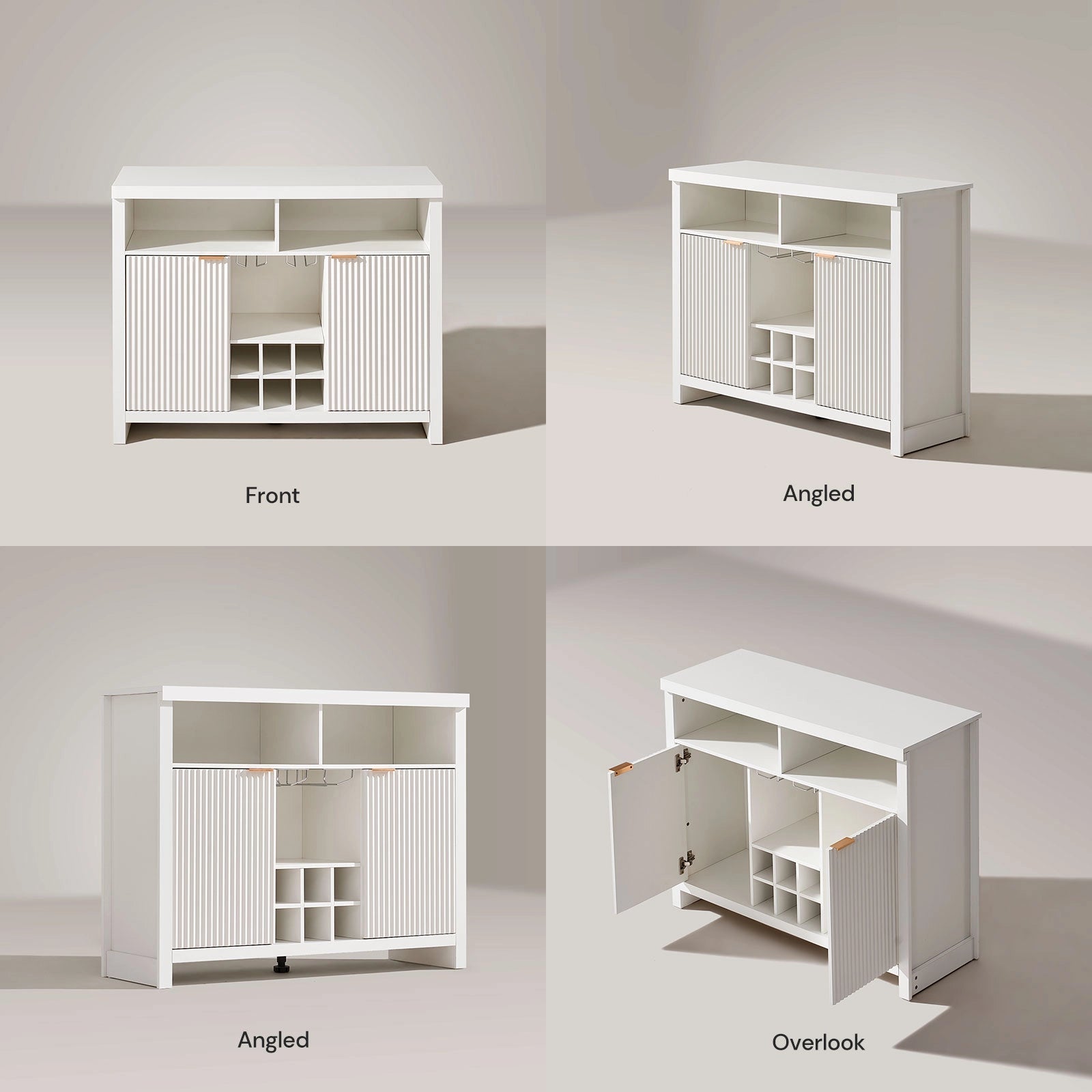 Weißer Weinschrank mit Glashalter
