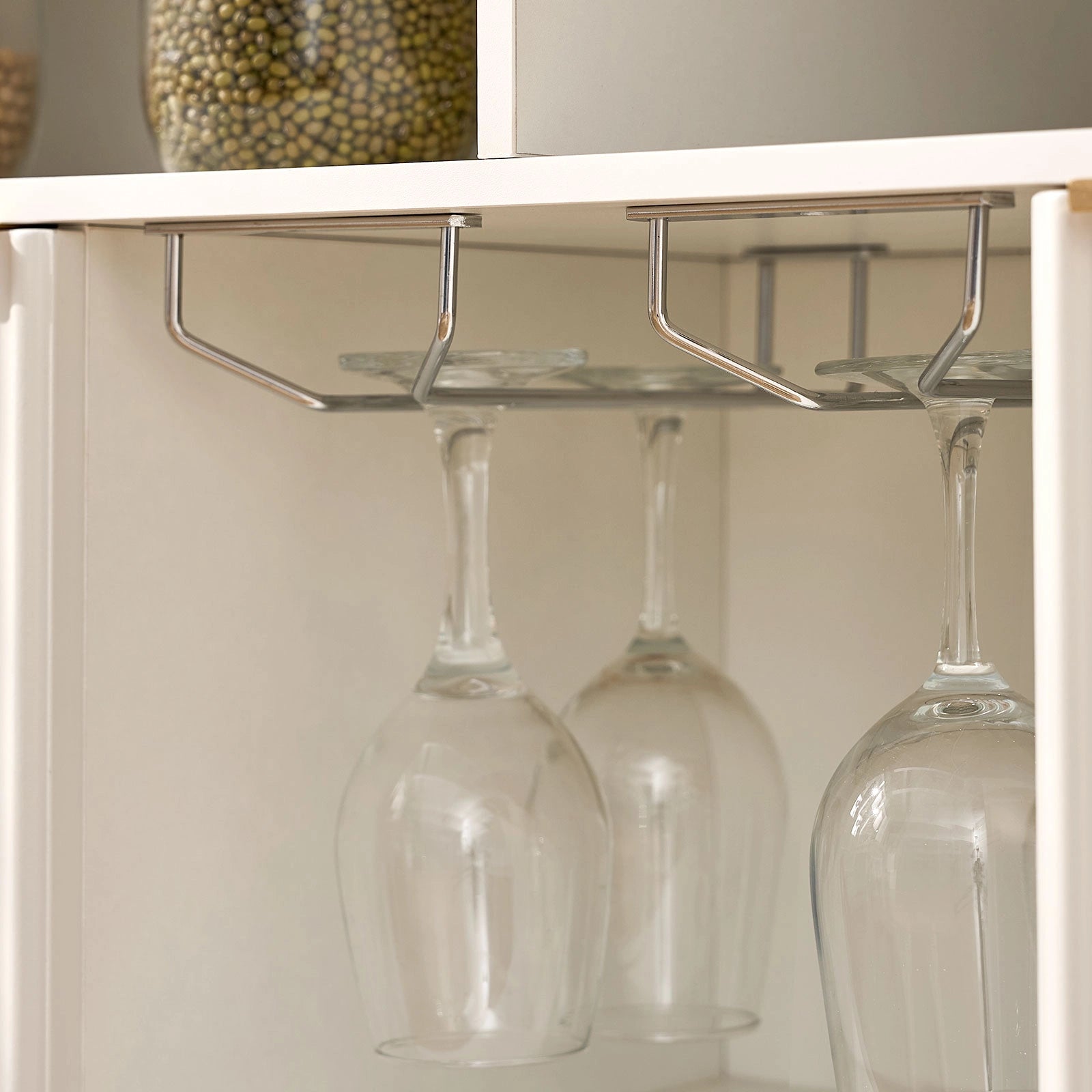 EIKO Sideboard Weiß mit Weinregal & Gläserhalter