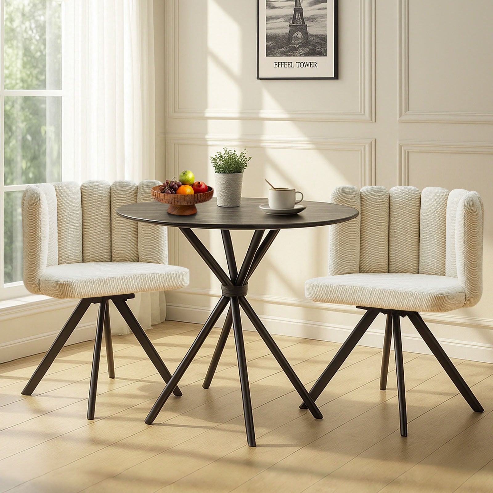 Fleur Esszimmerstuhl aus Chenille mit Drehbarer