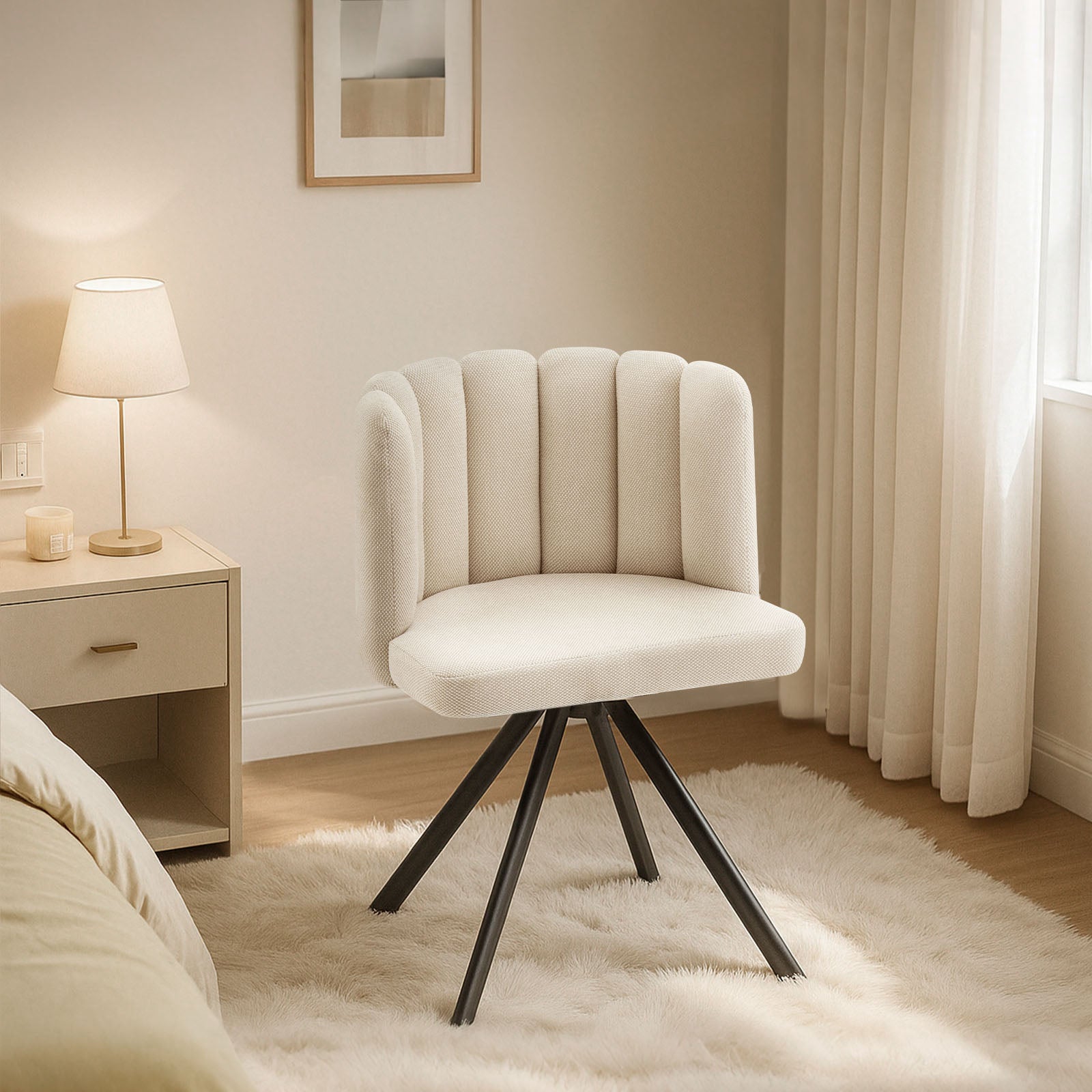 Fleur Esszimmerstuhl aus Chenille mit Drehbarer