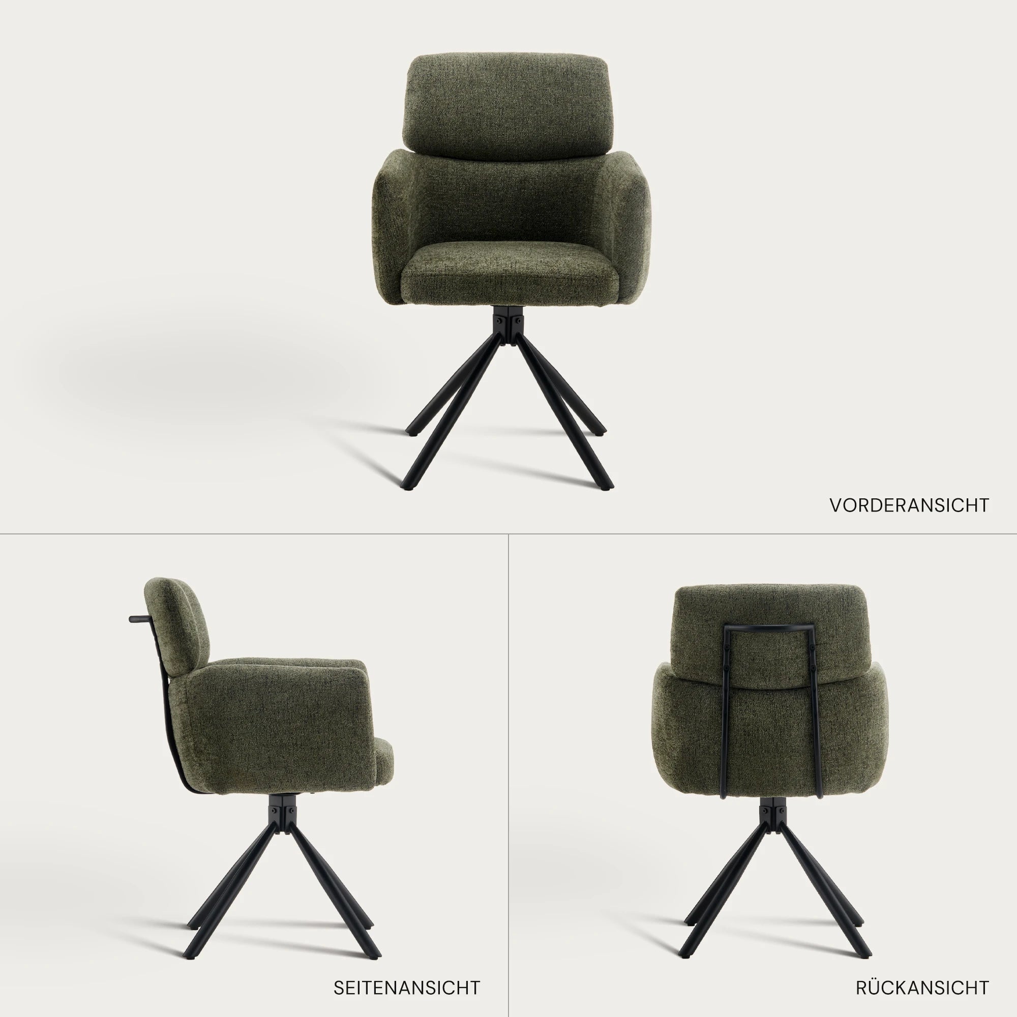 Castoro Esszimmerstuhl aus Chenille mit Drehbarer