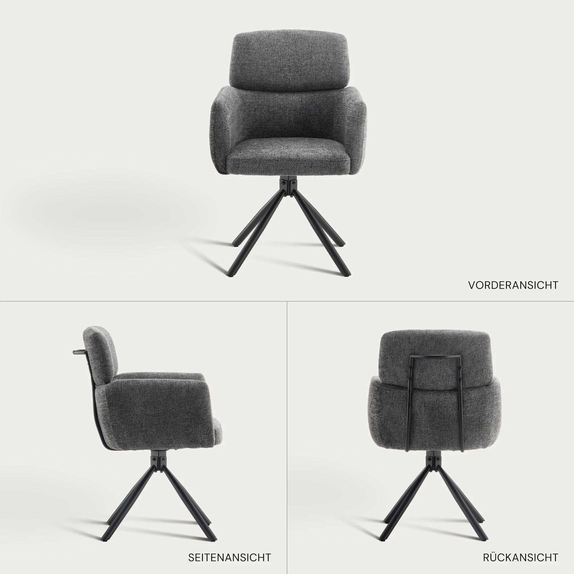 Castoro Esszimmerstuhl aus Chenille mit Drehbarer