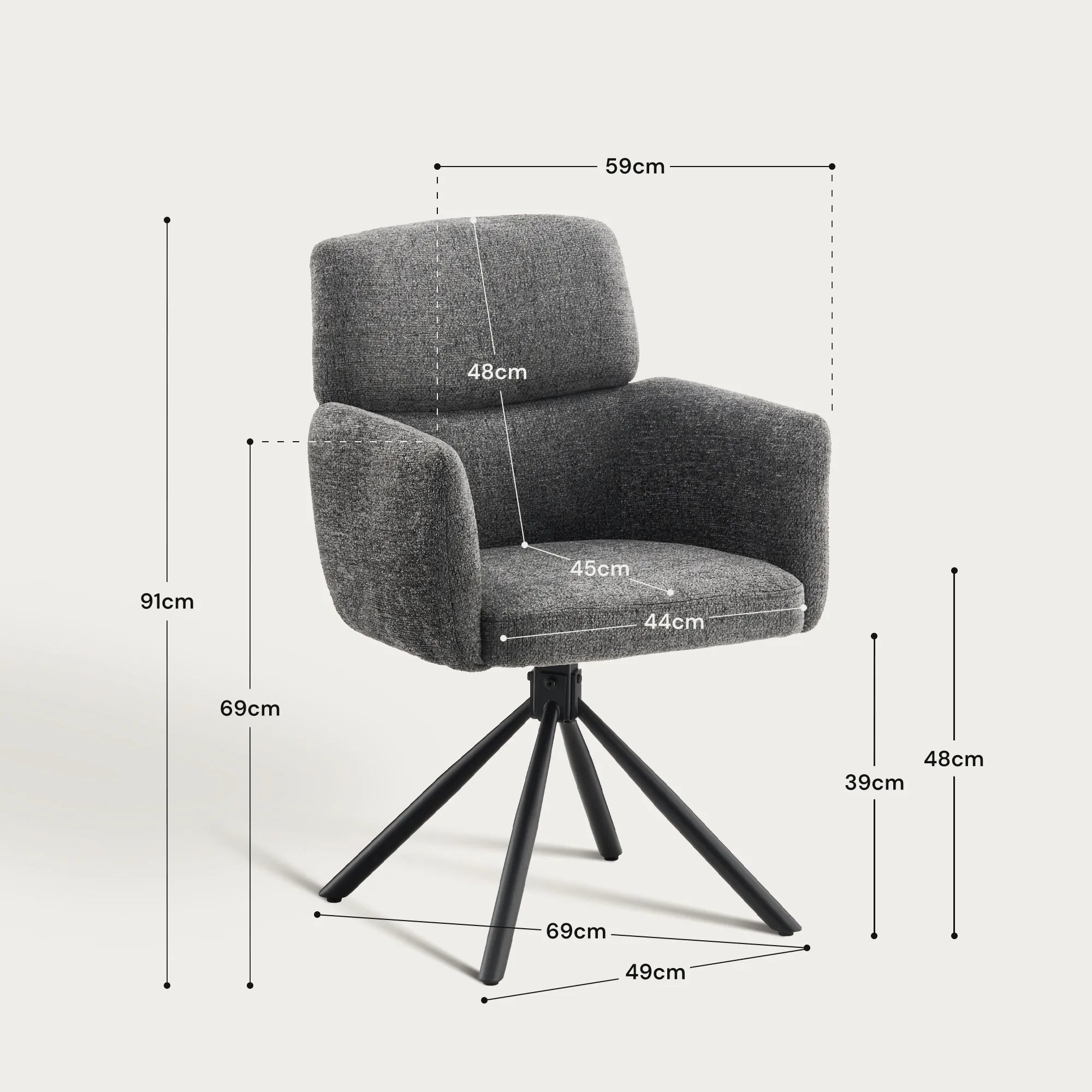 Castoro Esszimmerstuhl aus Chenille mit Drehbarer