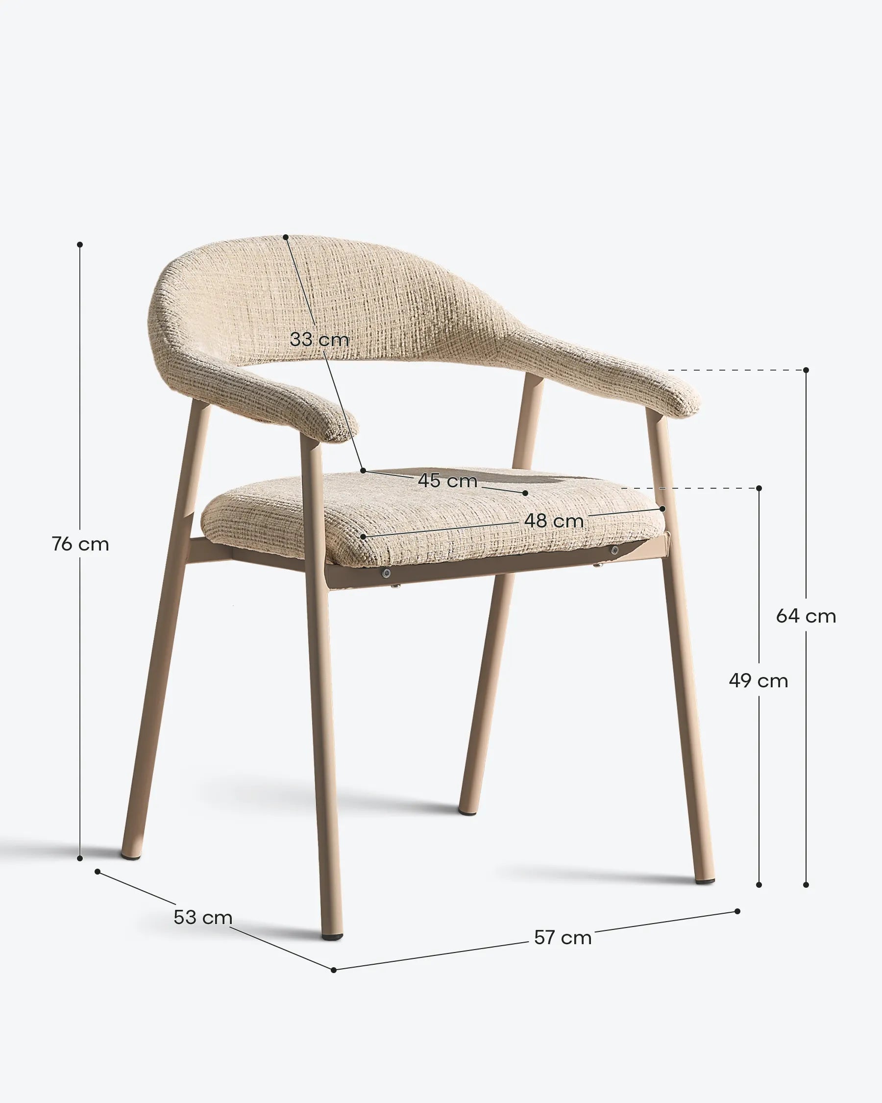 Arlo Esszimmerstuhl mit Chenillebezug in Weiß & Beige