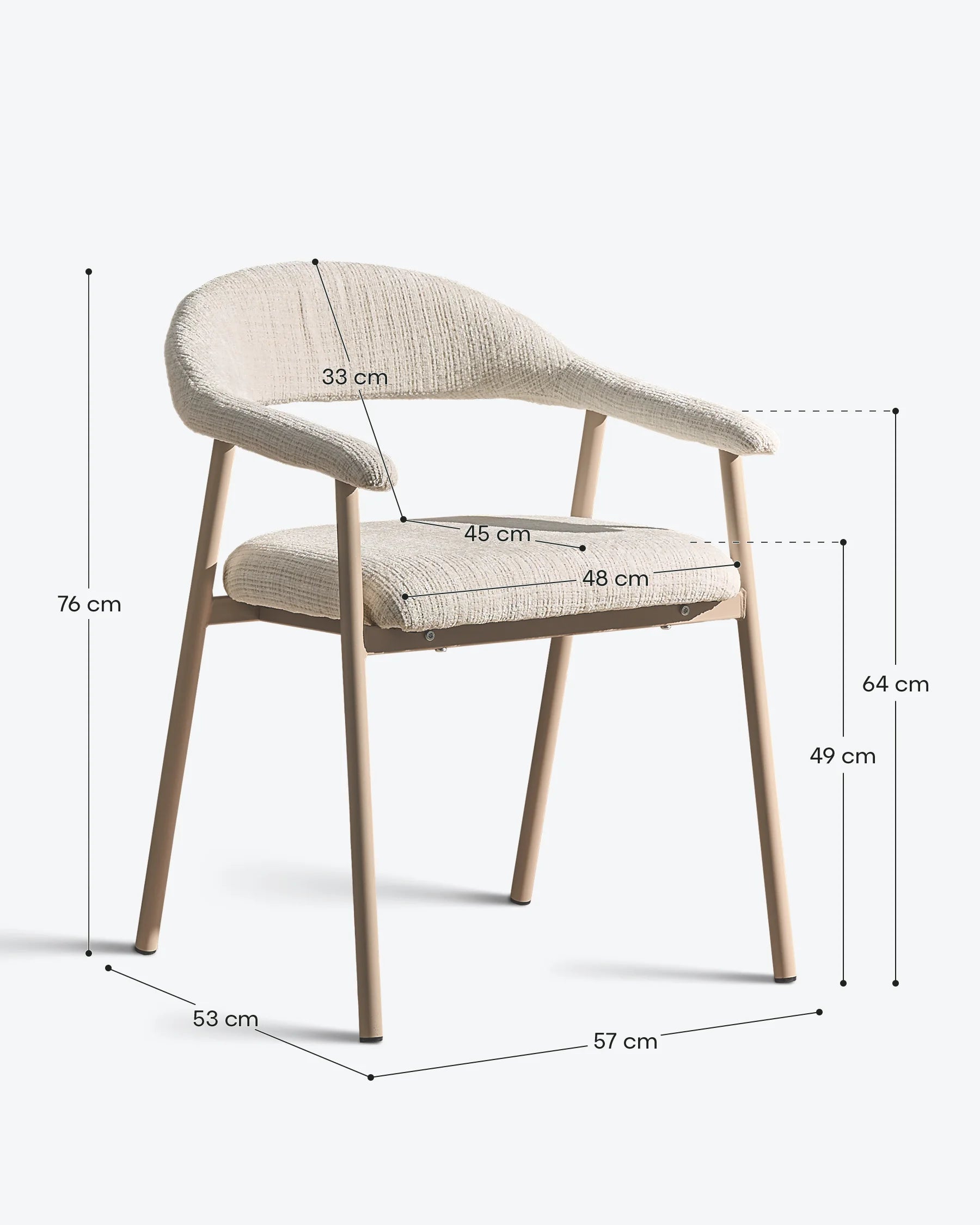 Arlo Esszimmerstuhl mit Chenillebezug in Weiß & Beige