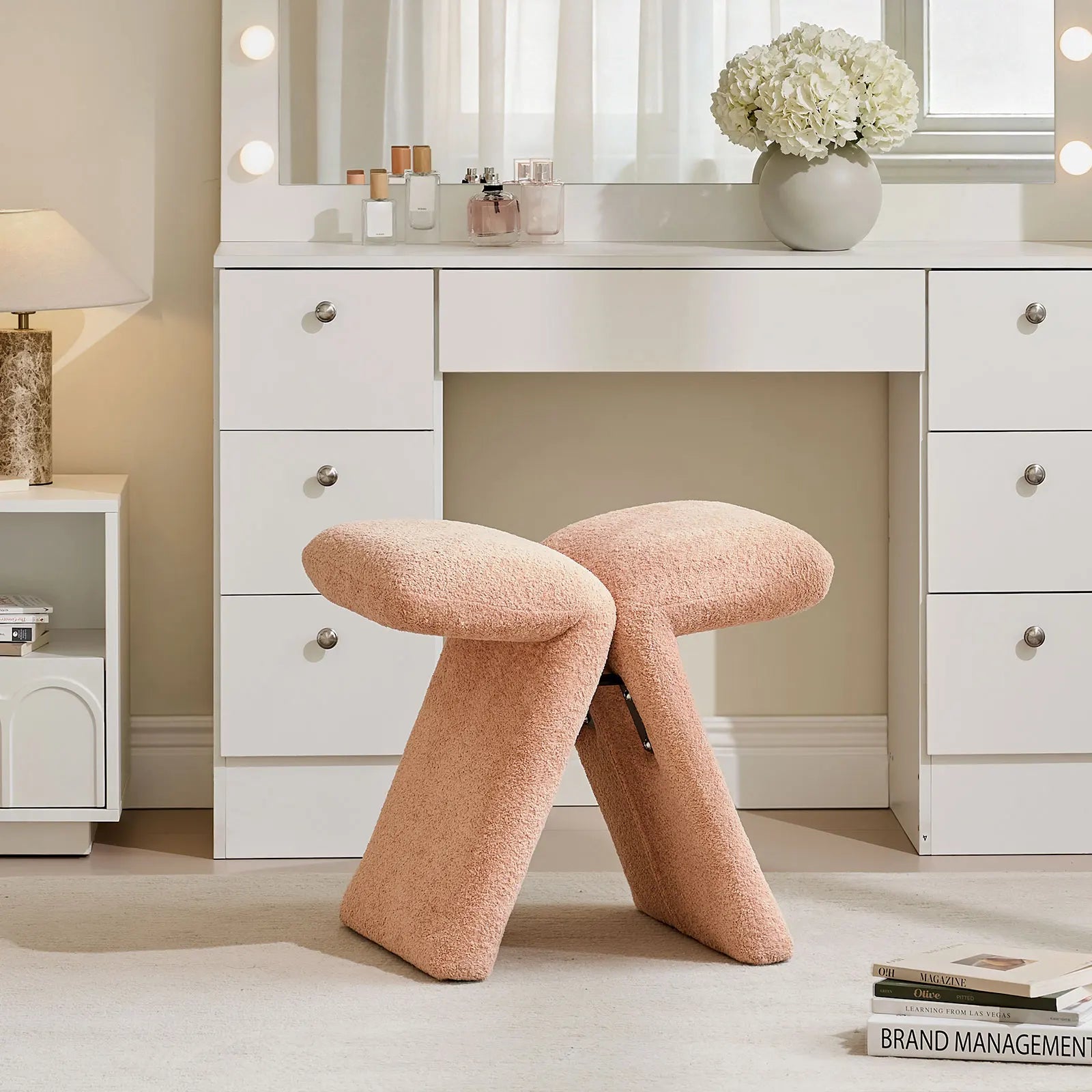 Faye Butterfly Schminktisch-Hocker – Designer Edition in Rosa