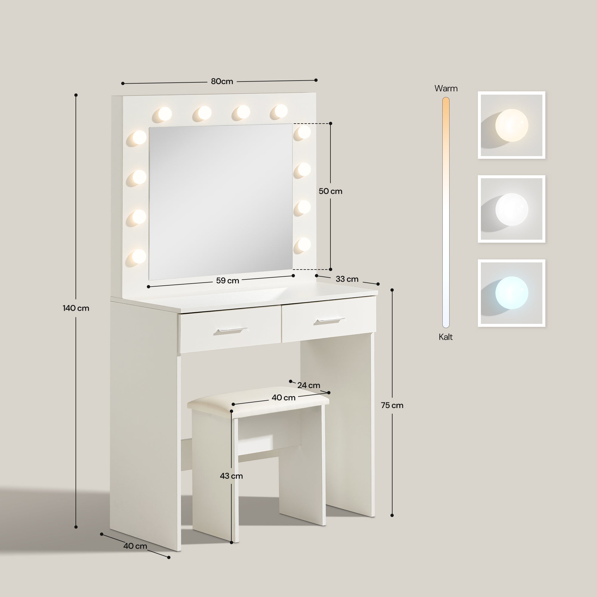 Lumina Schminktisch Set