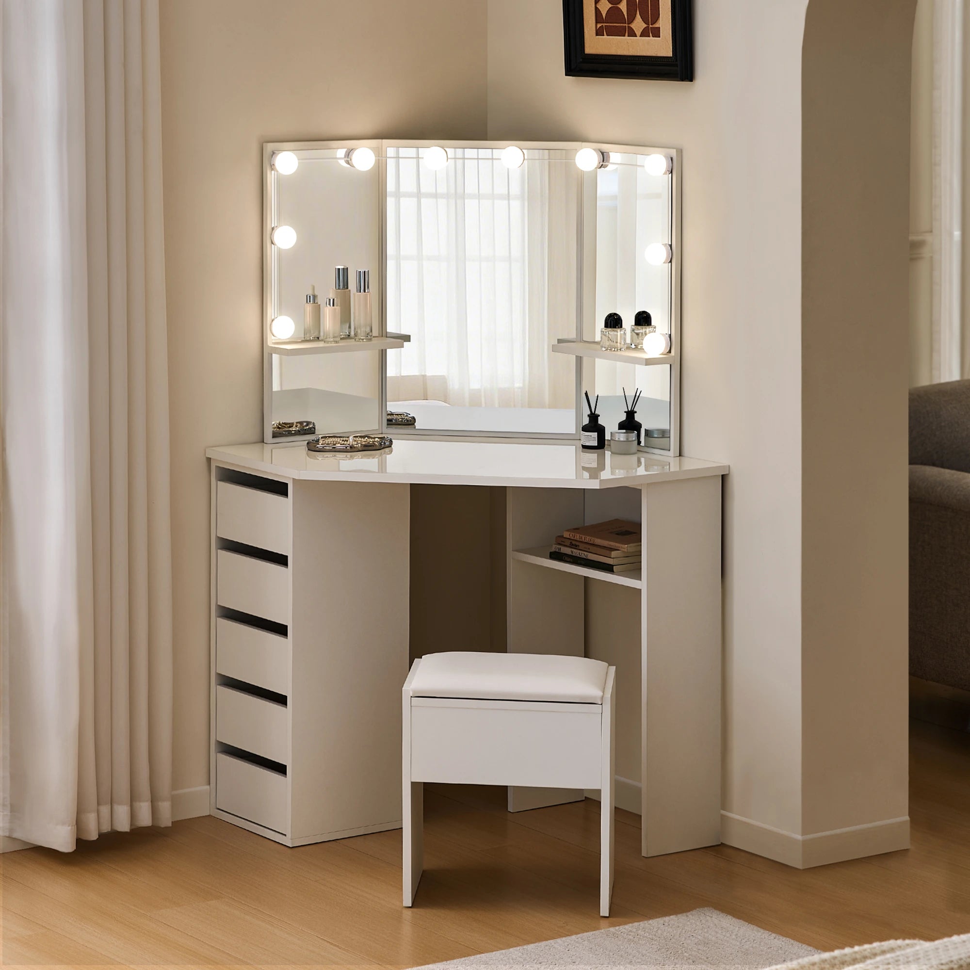 Rosa Eckschminktisch Set