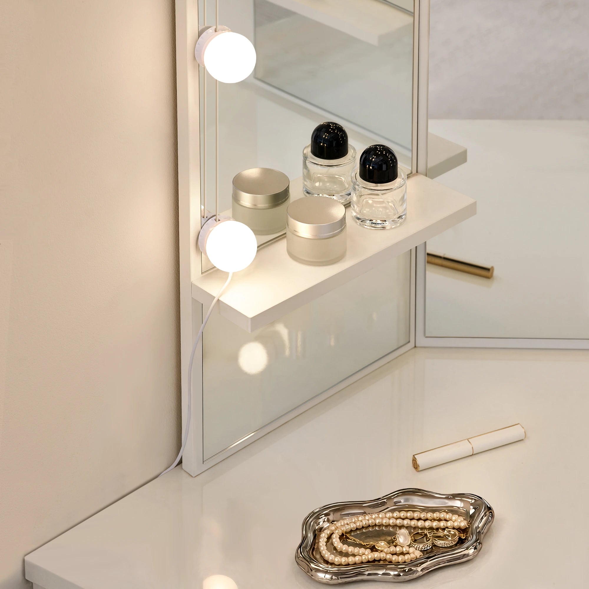 Rosa Eckschminktisch Set