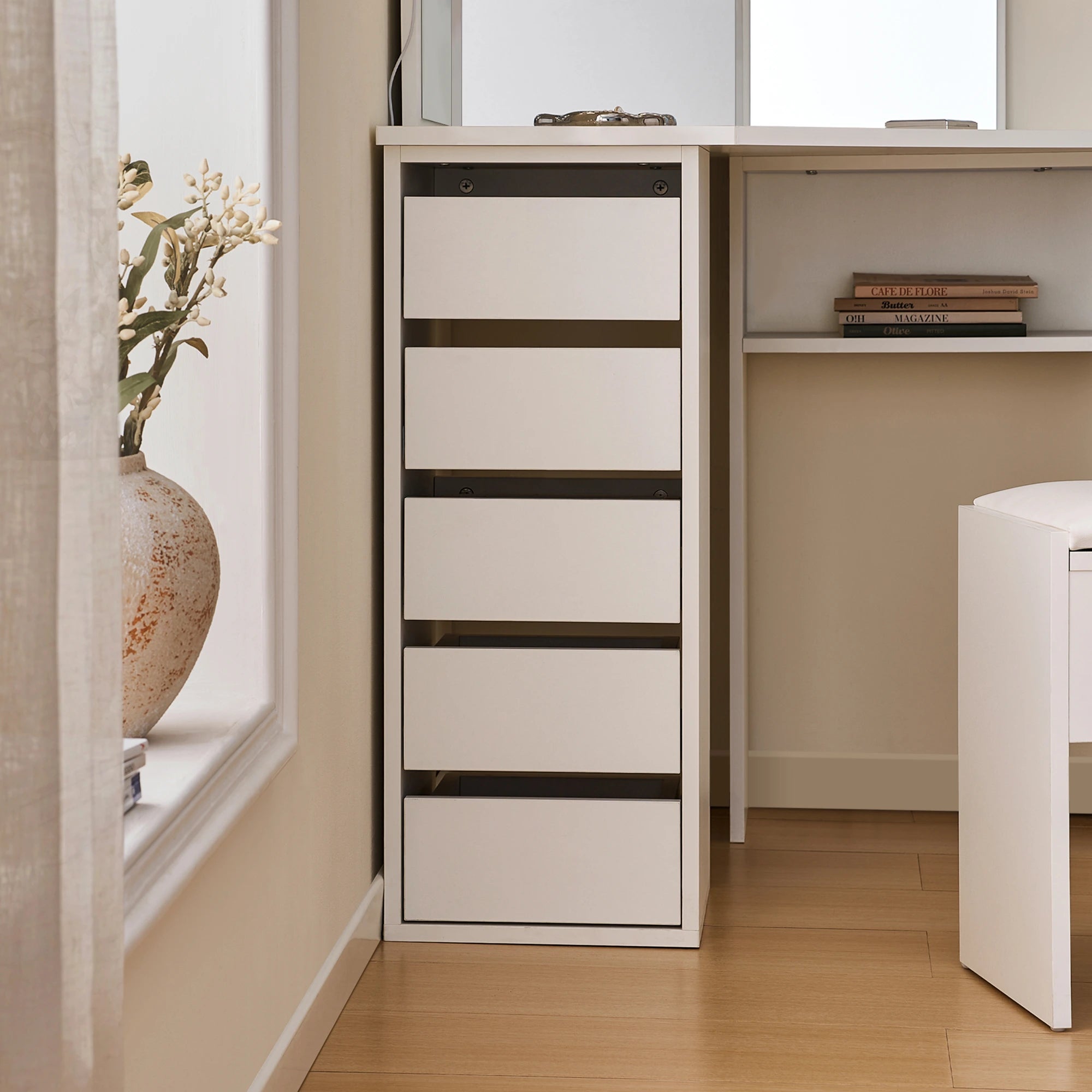 Rosa Eckschminktisch Set